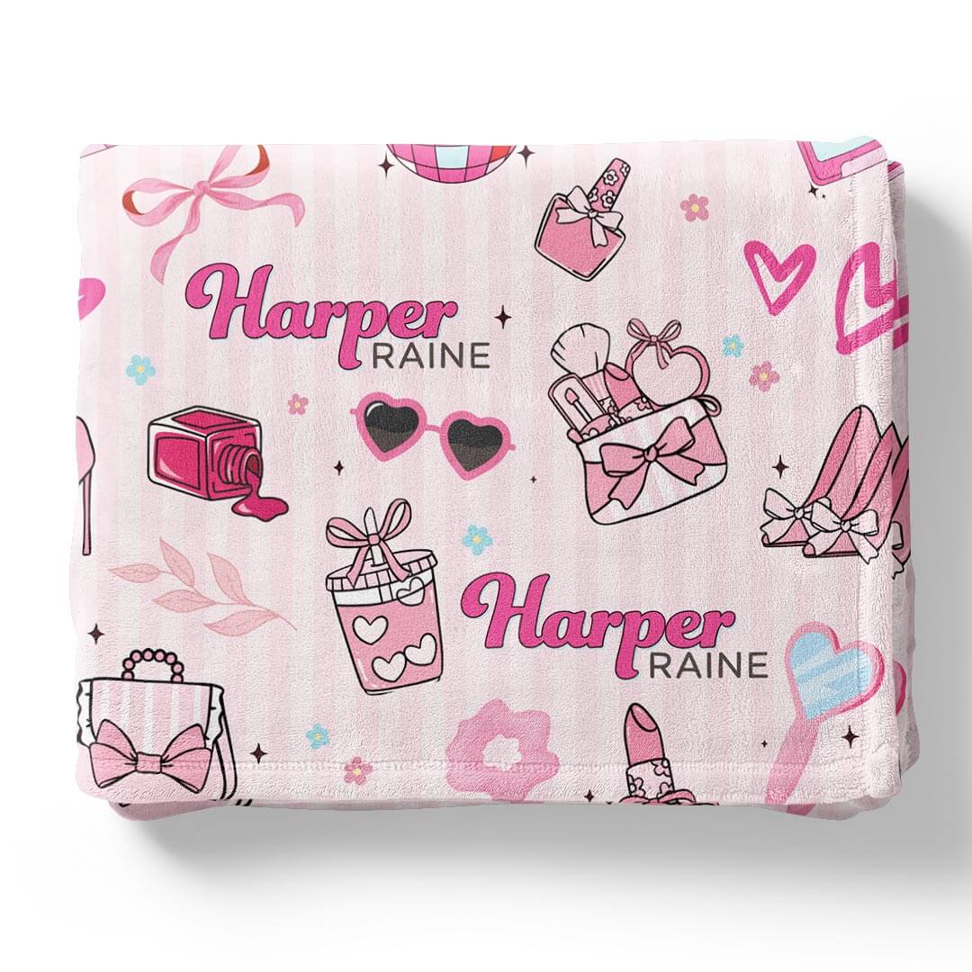 Personalized Sherpa Kids Blanket | Glamour Girl - Image 5