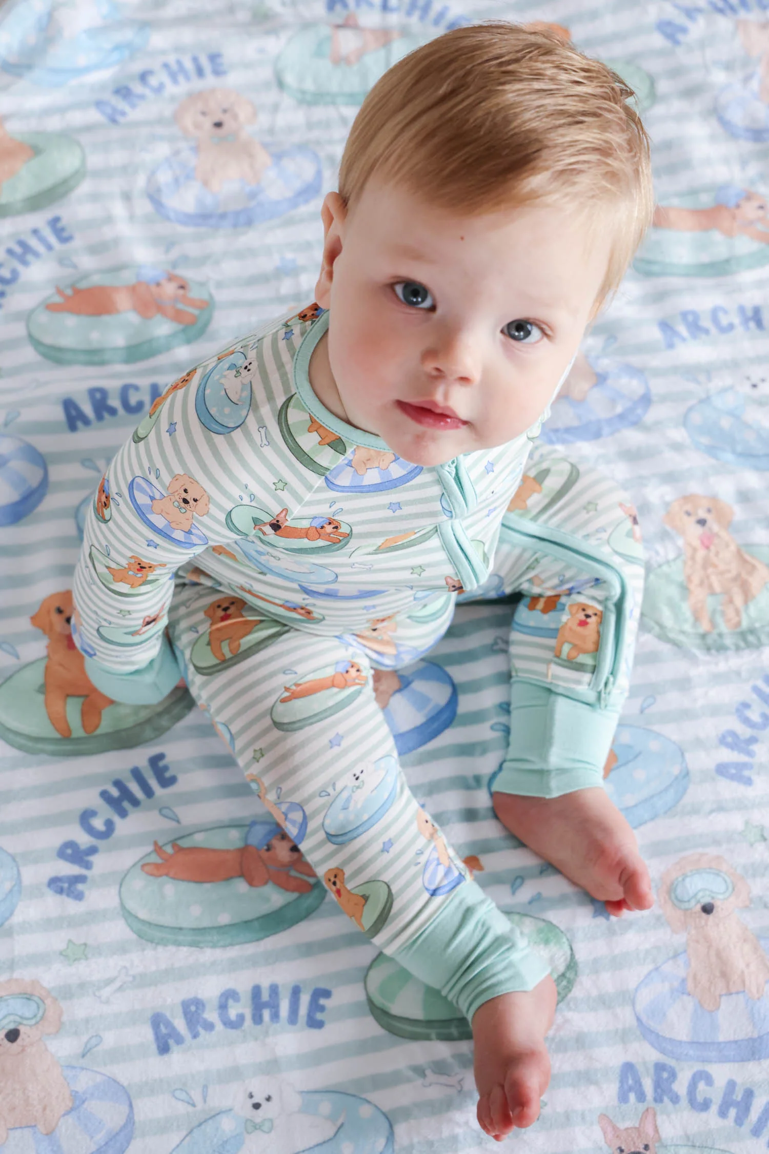 Personalized Kids Blanket | Poolside Pups Blue - Image 3