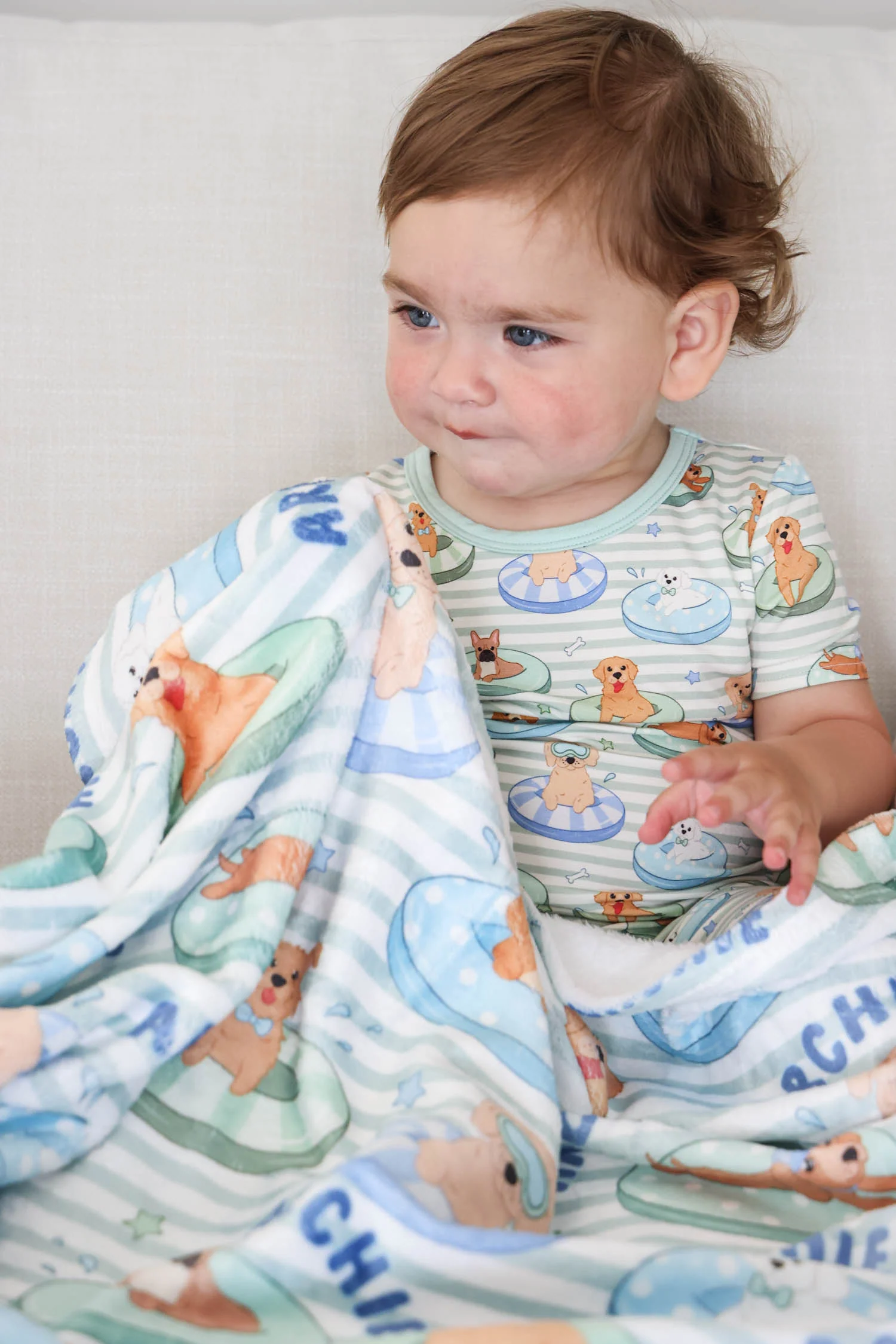 Personalized Kids Blanket | Poolside Pups Blue - Image 5