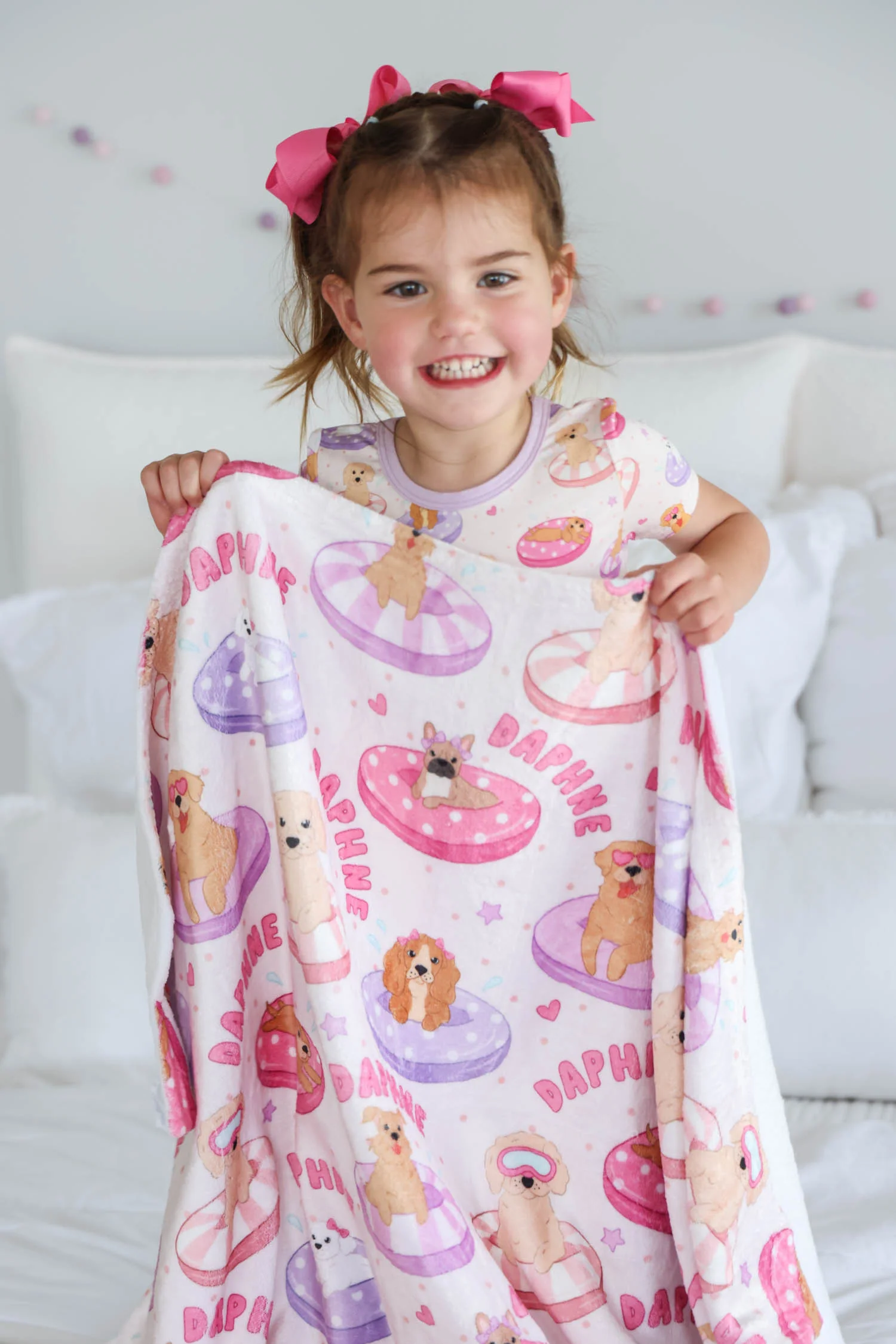 Personalized Kids Blanket | Poolside Pups Pink - Image 2