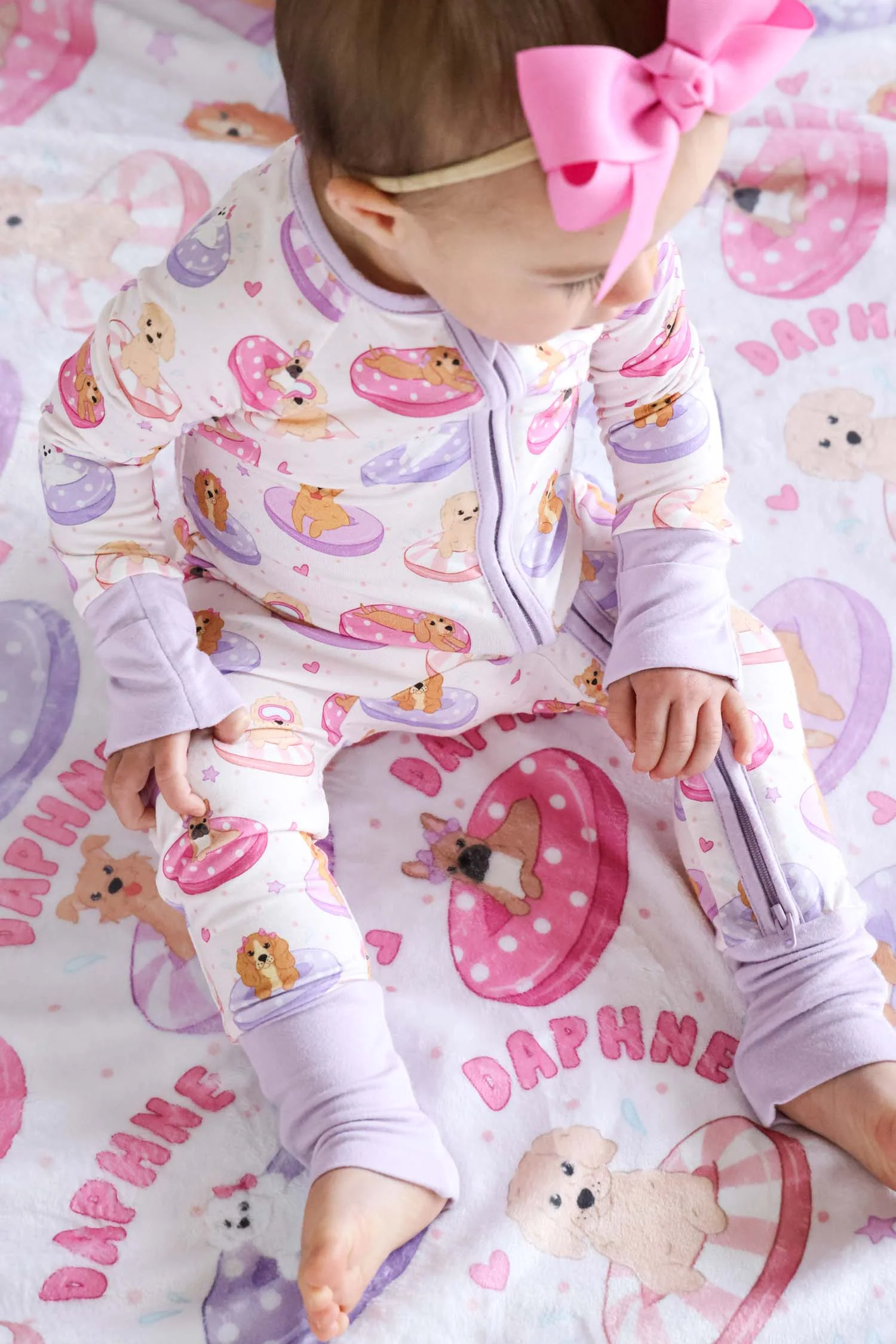 Convertible Zip Romper | Poolside Pups Pink - Image 6