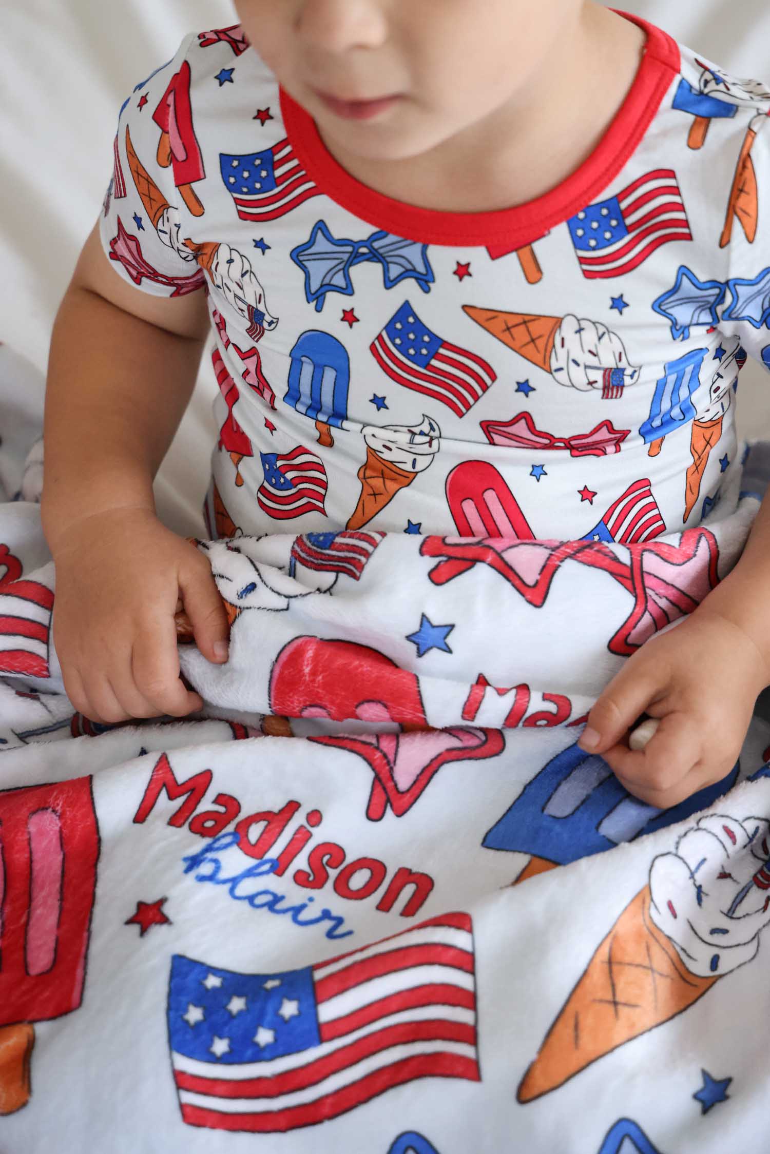 Personalized Kids Blanket | Red, White & Cool - Image 3