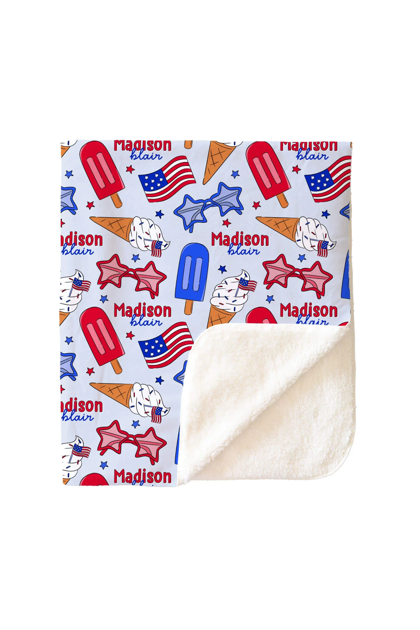 Personalized Kids Blanket | Red, White & Cool - Image 5