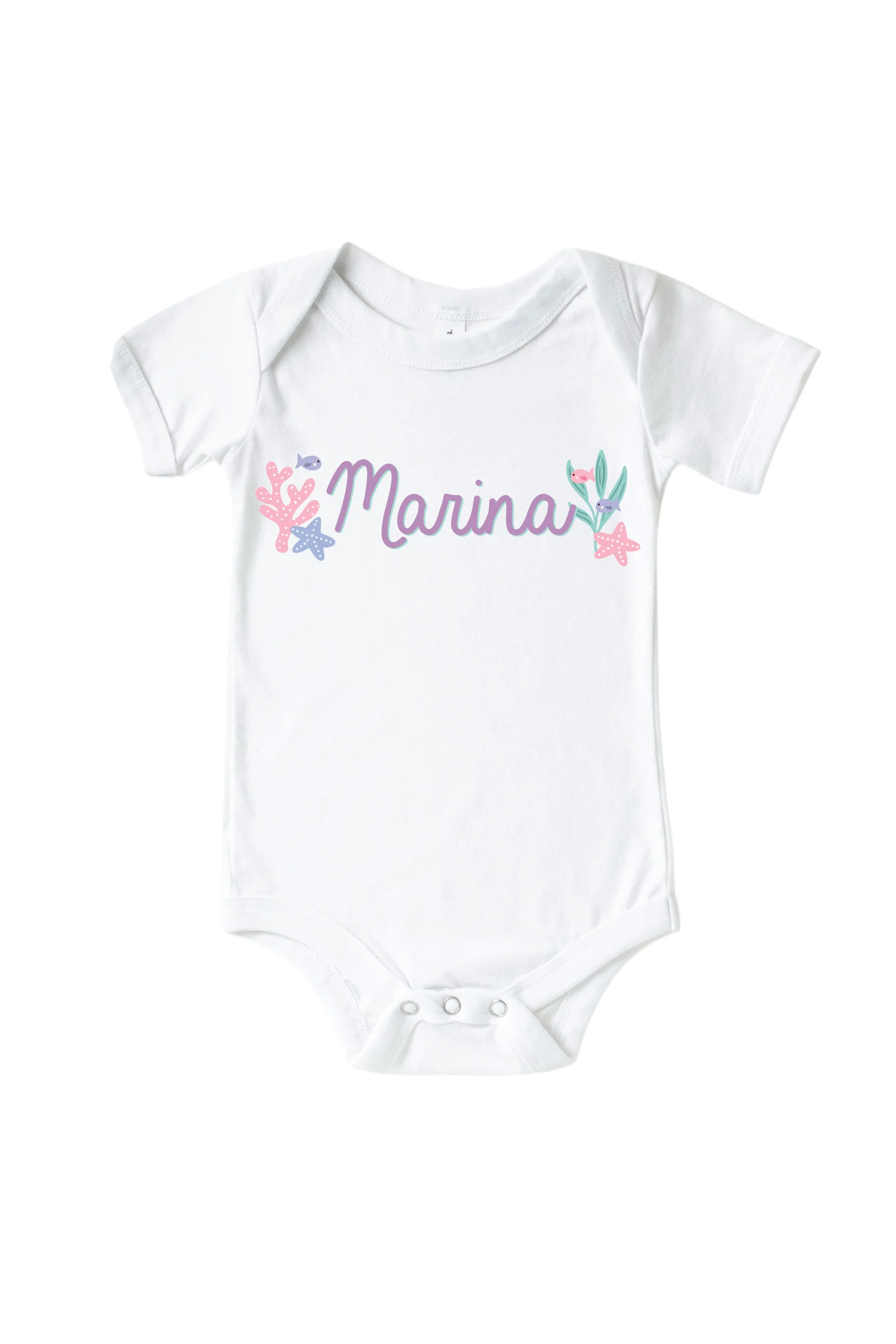 Personalized Let's Be Mermaids Graphic Bodysuit & Kids Tee | White - Image 2