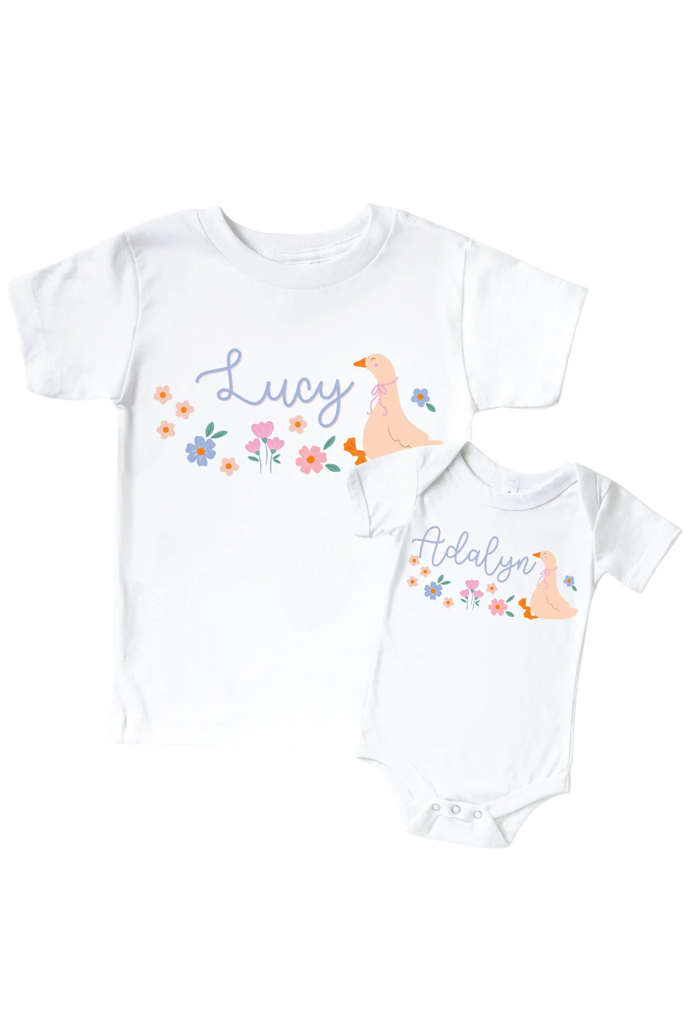 Personalized Loosey Goose Graphic Bodysuit & Kids Tee | White