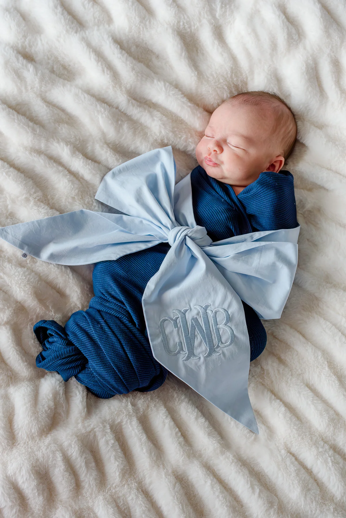 Personalized Newborn Bow Sash | Light Dusty Blue - Image 10