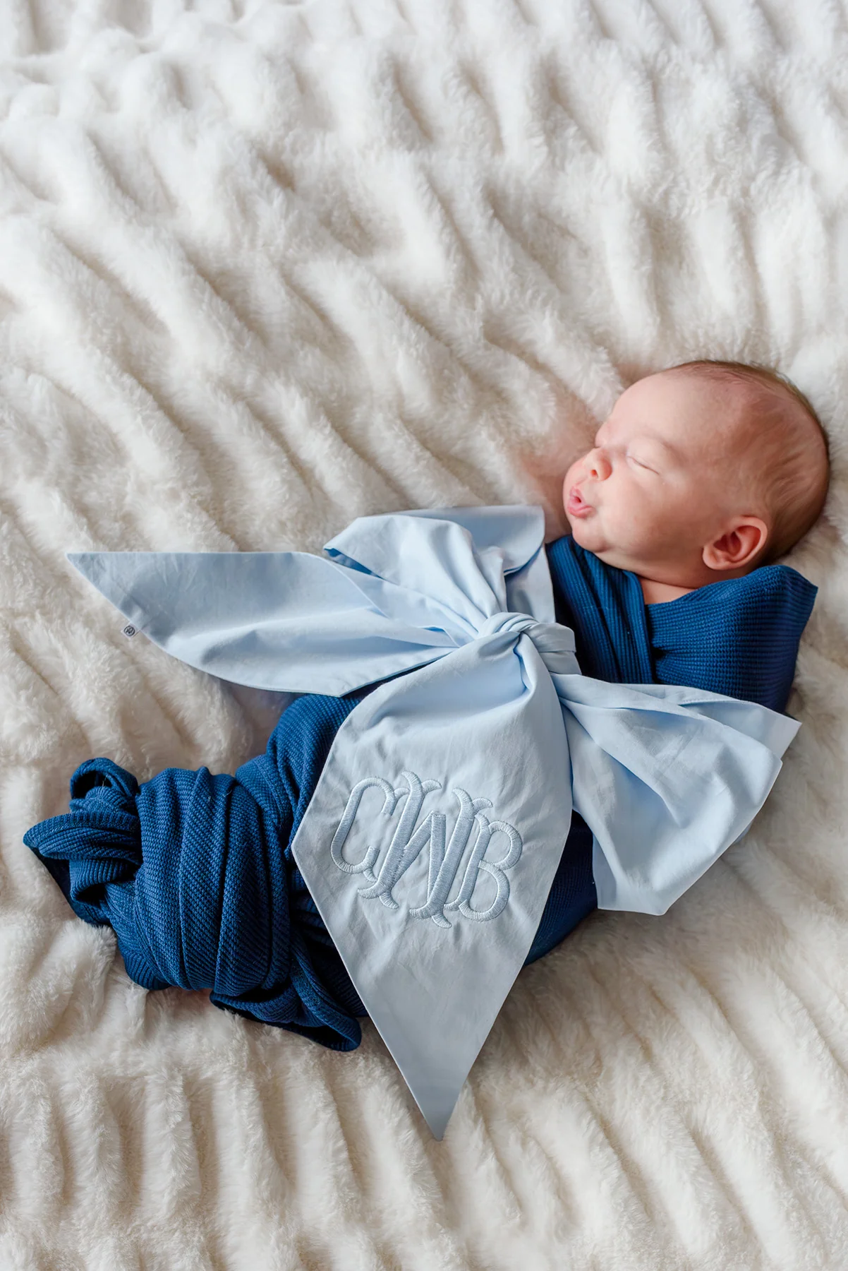 Personalized Newborn Bow Sash | Light Dusty Blue - Image 6