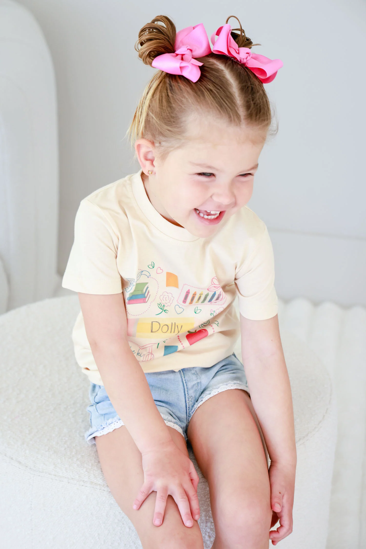 Personalized School Frames Kids Graphic Tee | Natural - Image 3