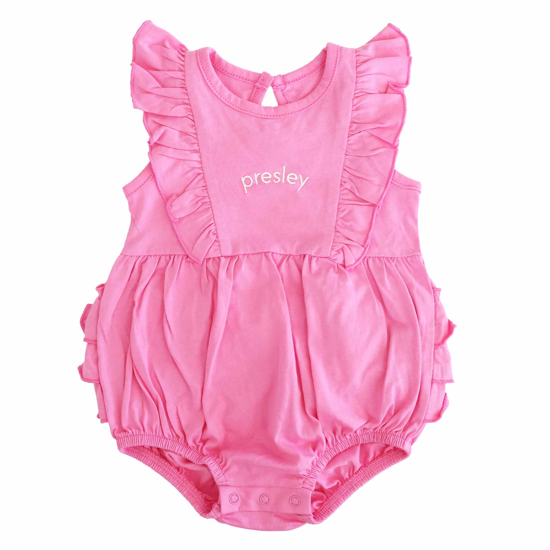 Embroidered Sleeveless Ruffle Bubble Romper - Image 10