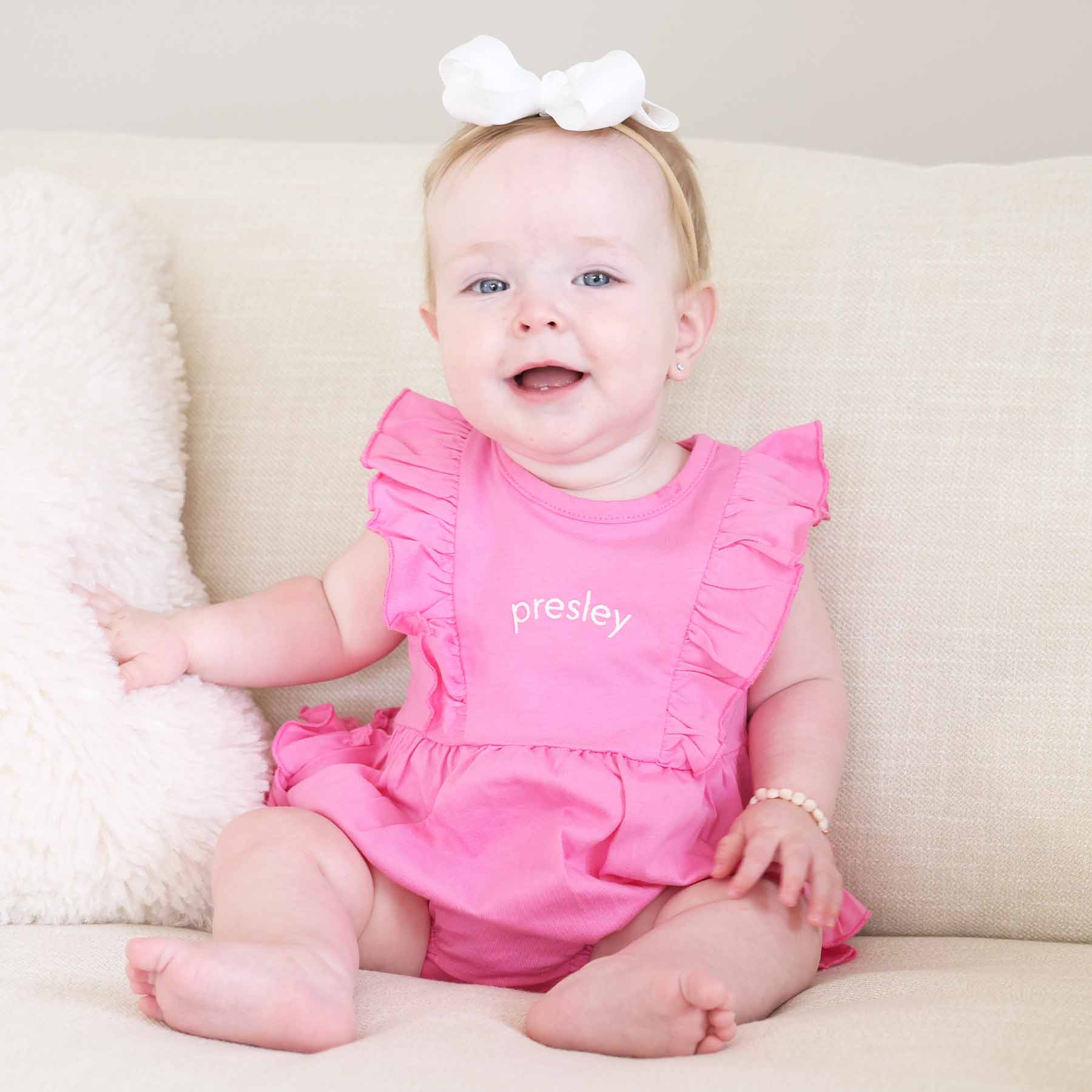 Embroidered Sleeveless Ruffle Bubble Romper - Image 11