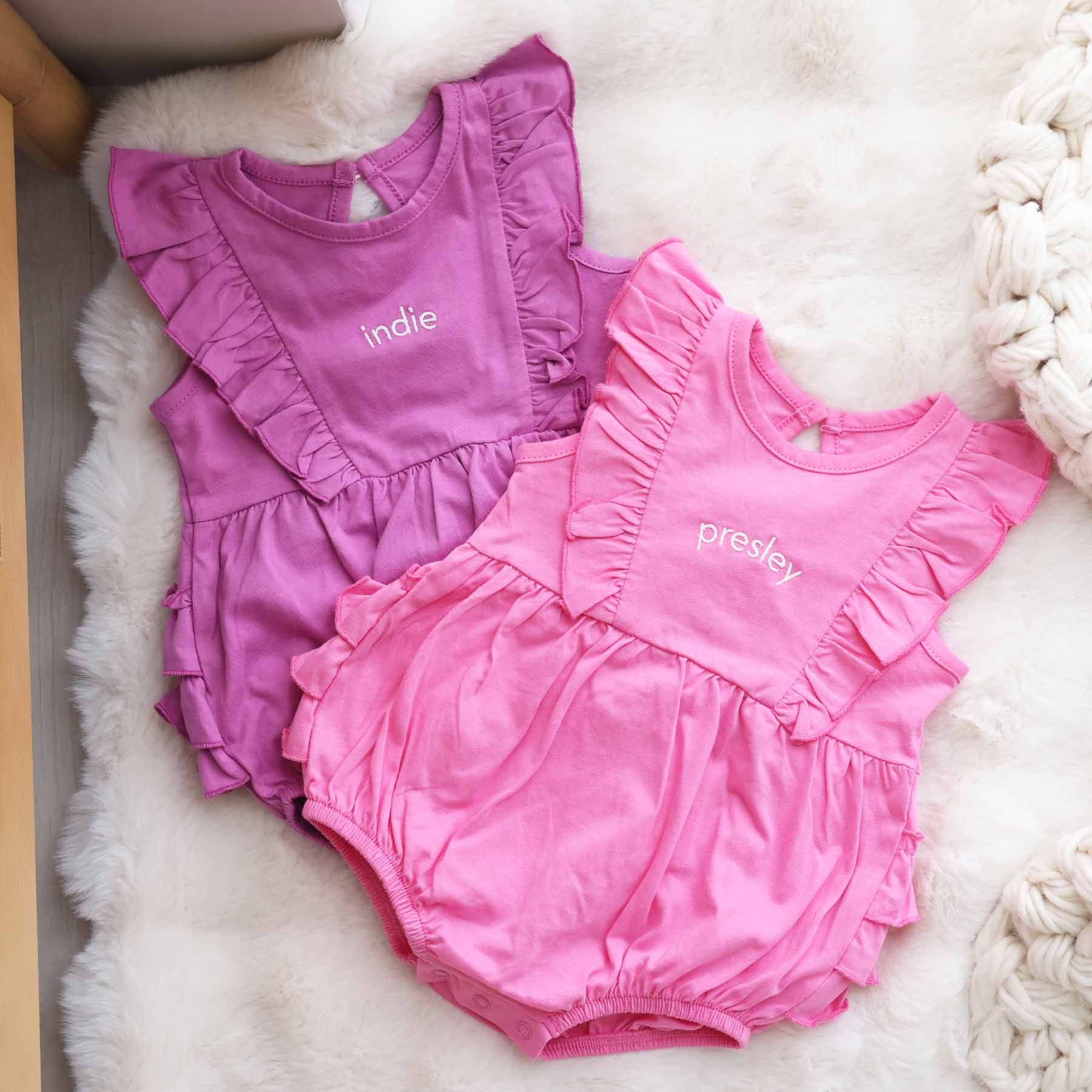 Embroidered Sleeveless Ruffle Bubble Romper - Image 2