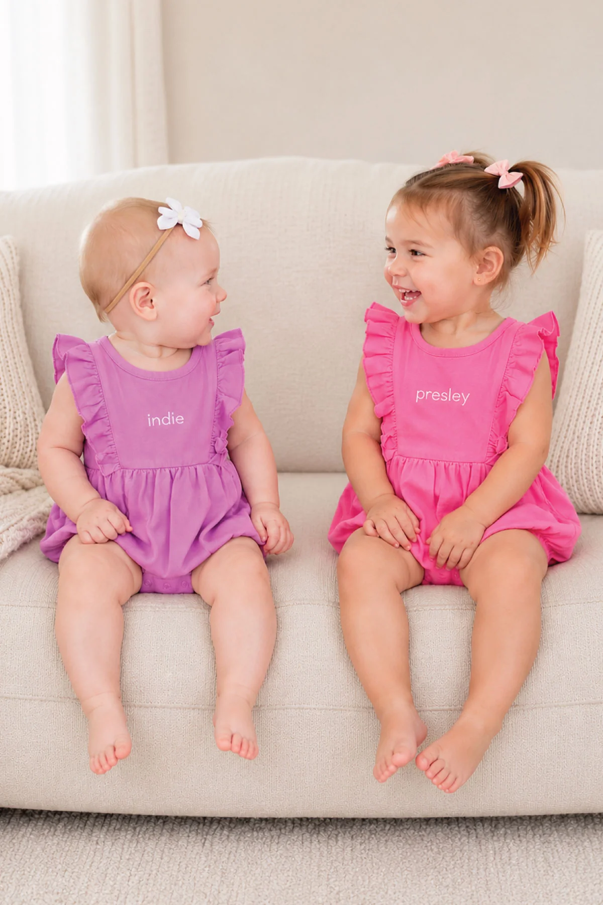 Embroidered Sleeveless Ruffle Bubble Romper - Image 3