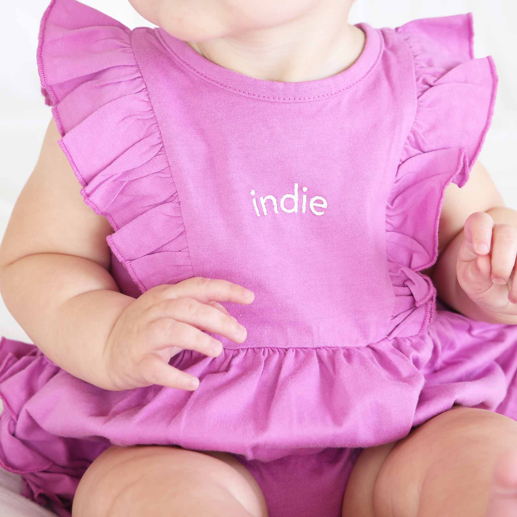 Embroidered Sleeveless Ruffle Bubble Romper - Image 4