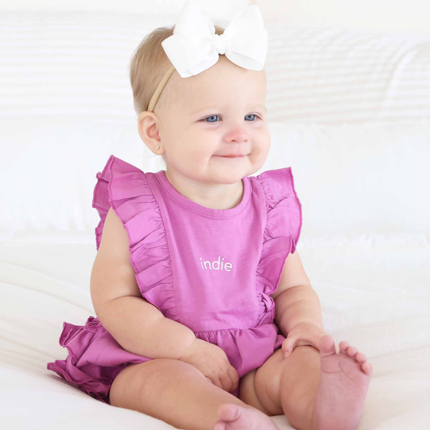 Embroidered Sleeveless Ruffle Bubble Romper - Image 7