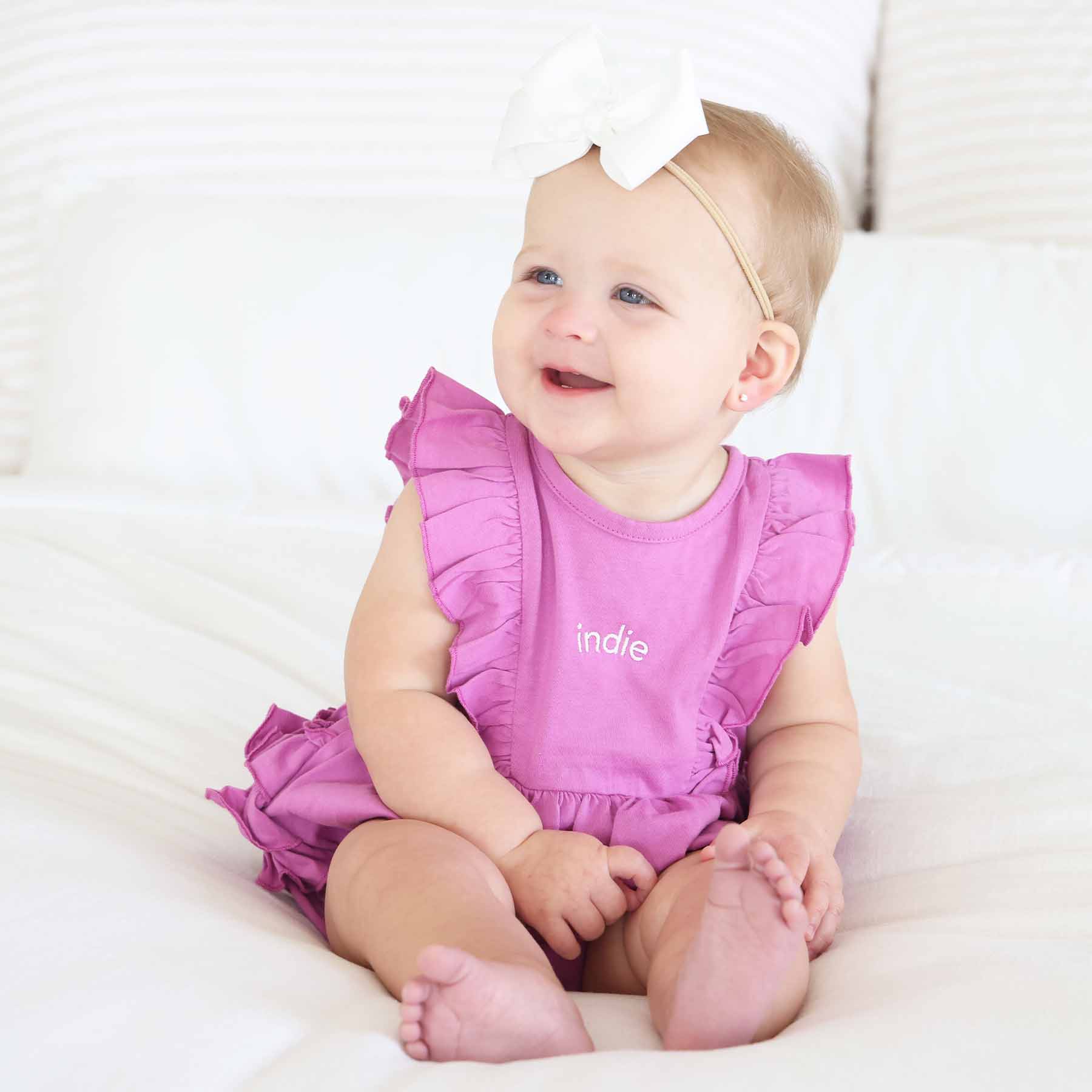 Embroidered Sleeveless Ruffle Bubble Romper - Image 9