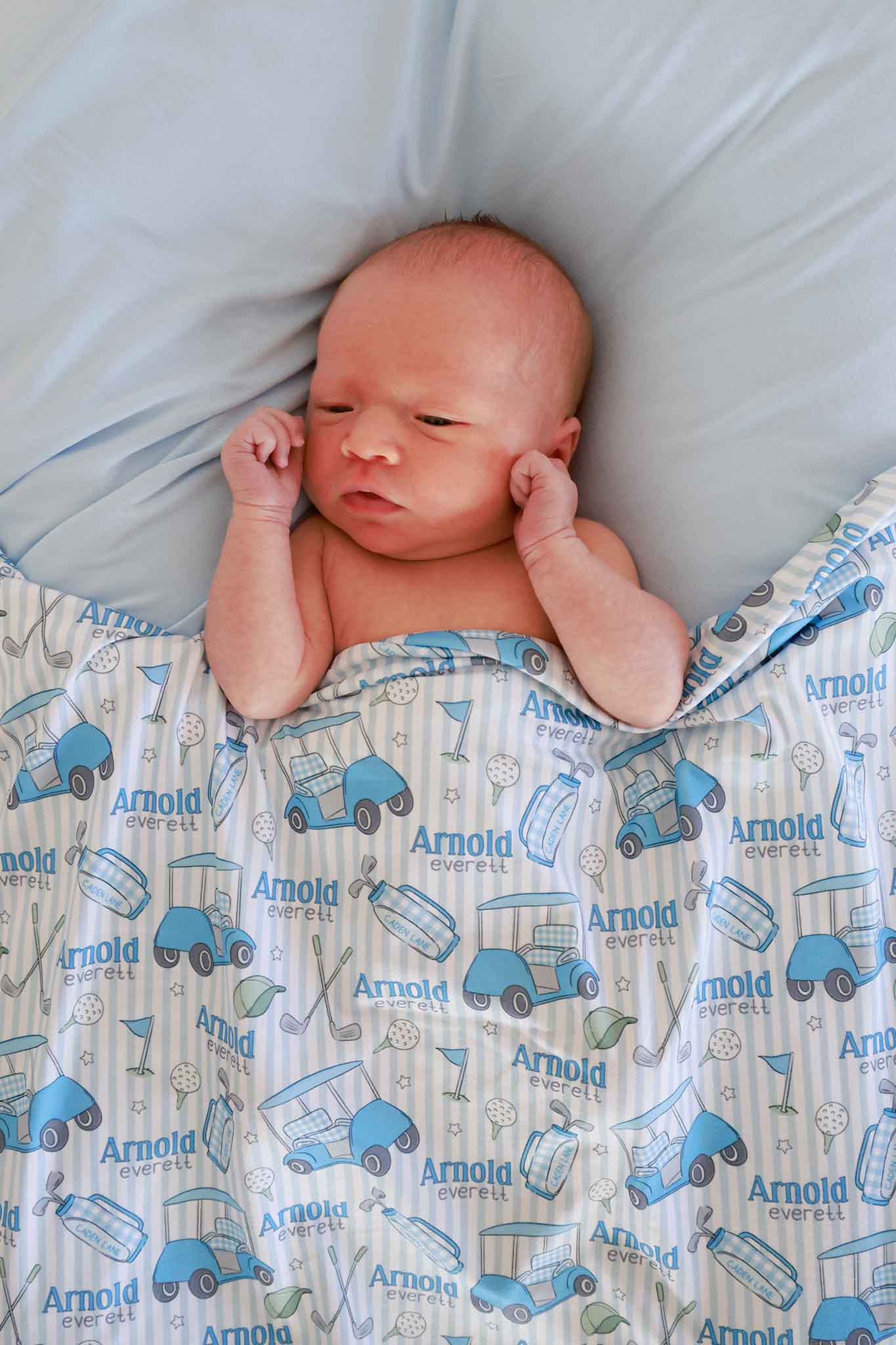 Personalized Swaddle Blanket | Caddie Crew Blue - Image 4