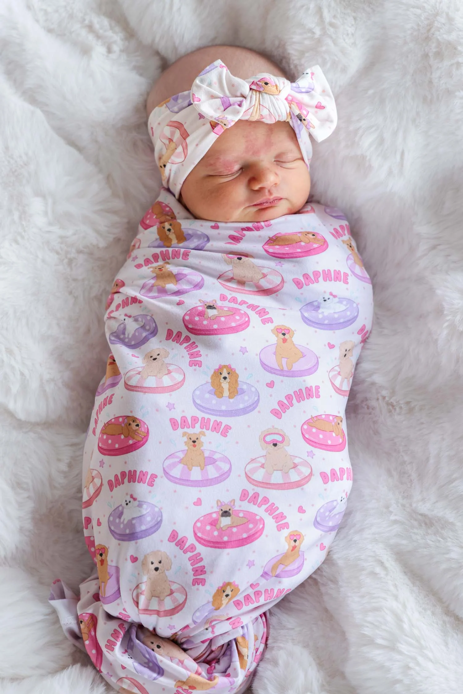 Personalized Swaddle Blanket | Poolside Pups Pink - Image 3