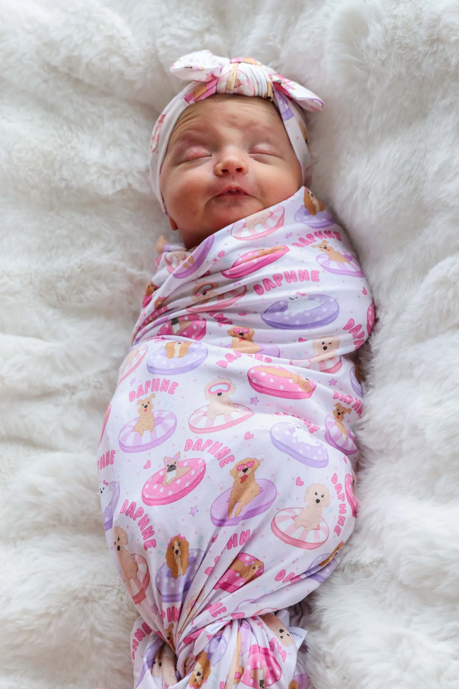 Personalized Swaddle Blanket | Poolside Pups Pink - Image 4