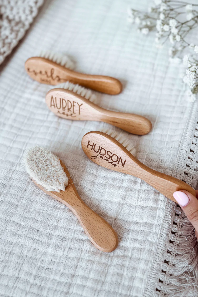 Personalized Wooden Baby Brush | Sweet Script - Image 2
