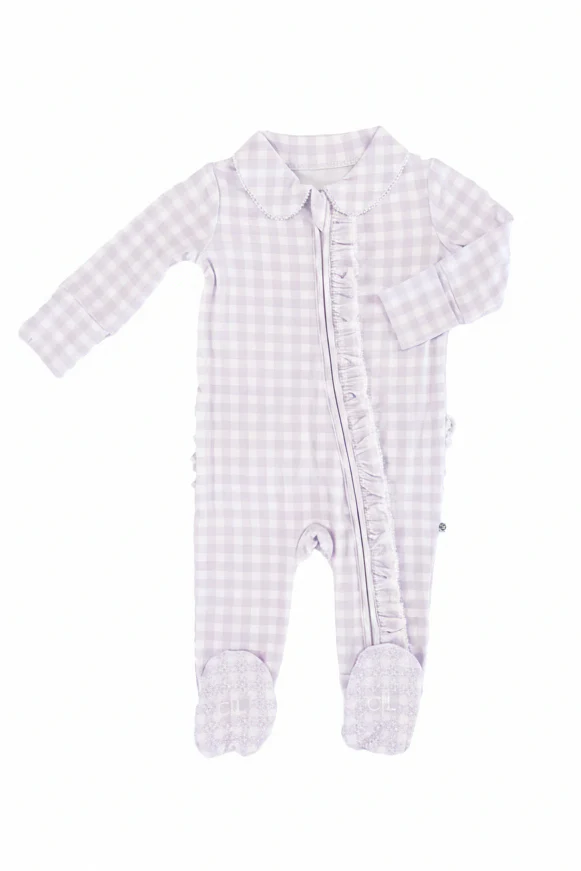 Peter Pan Collar Ruffle Zipper Footie - Image 7