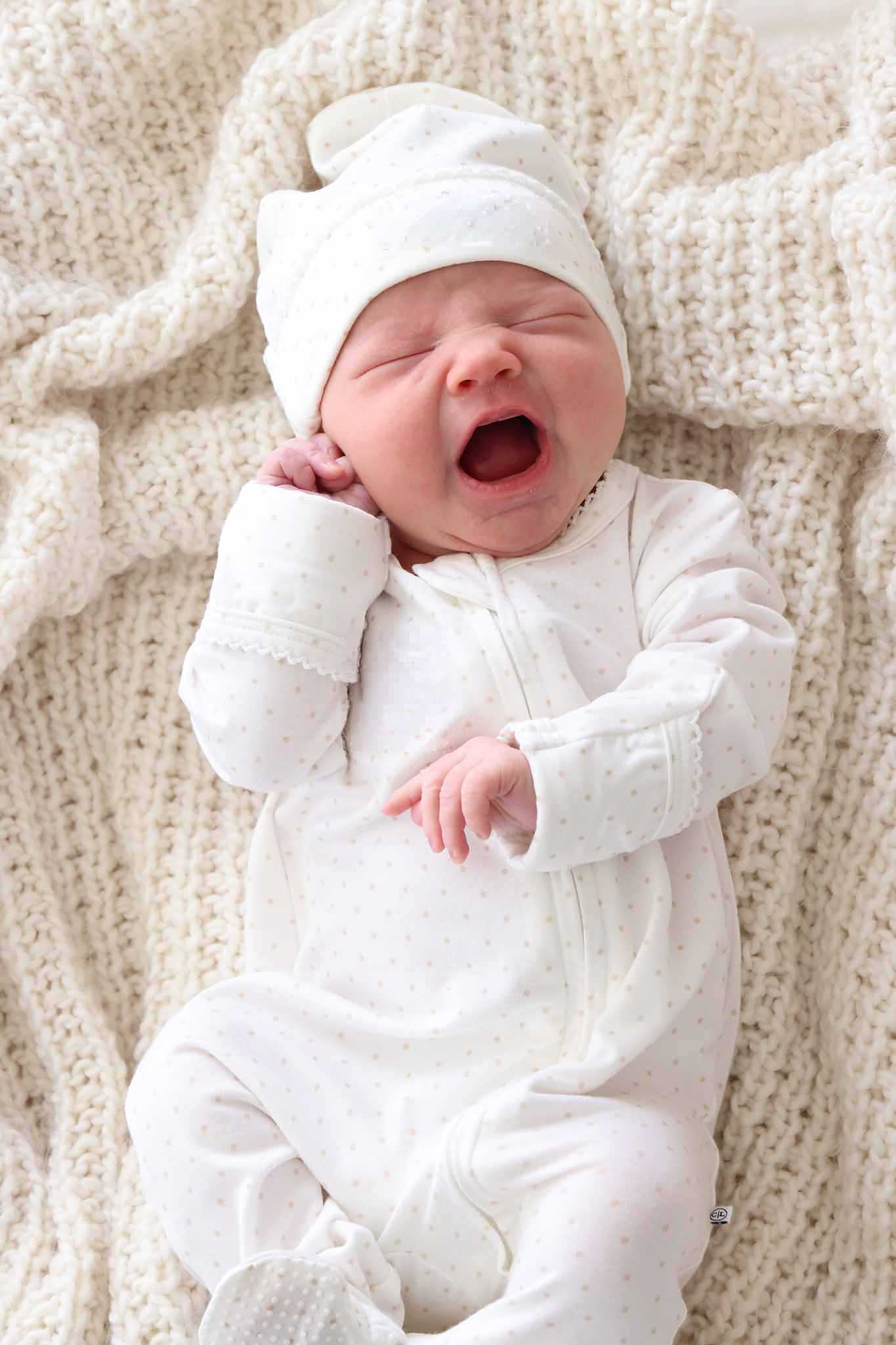 Picot Trim Bamboo Zipper Footie | Baby Taupe - Image 9
