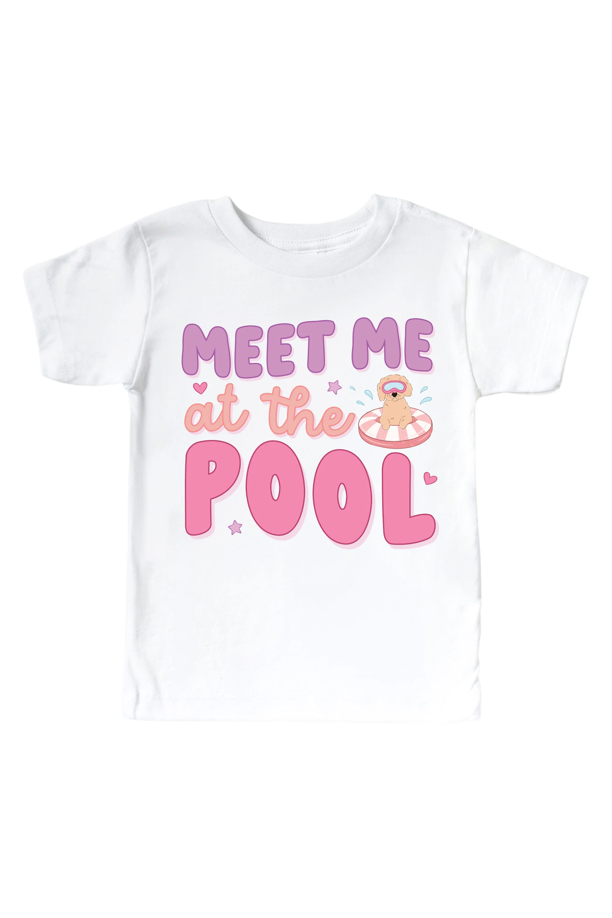 Pool Time Pink Graphic Bodysuit & Kids Tee | White - Image 3