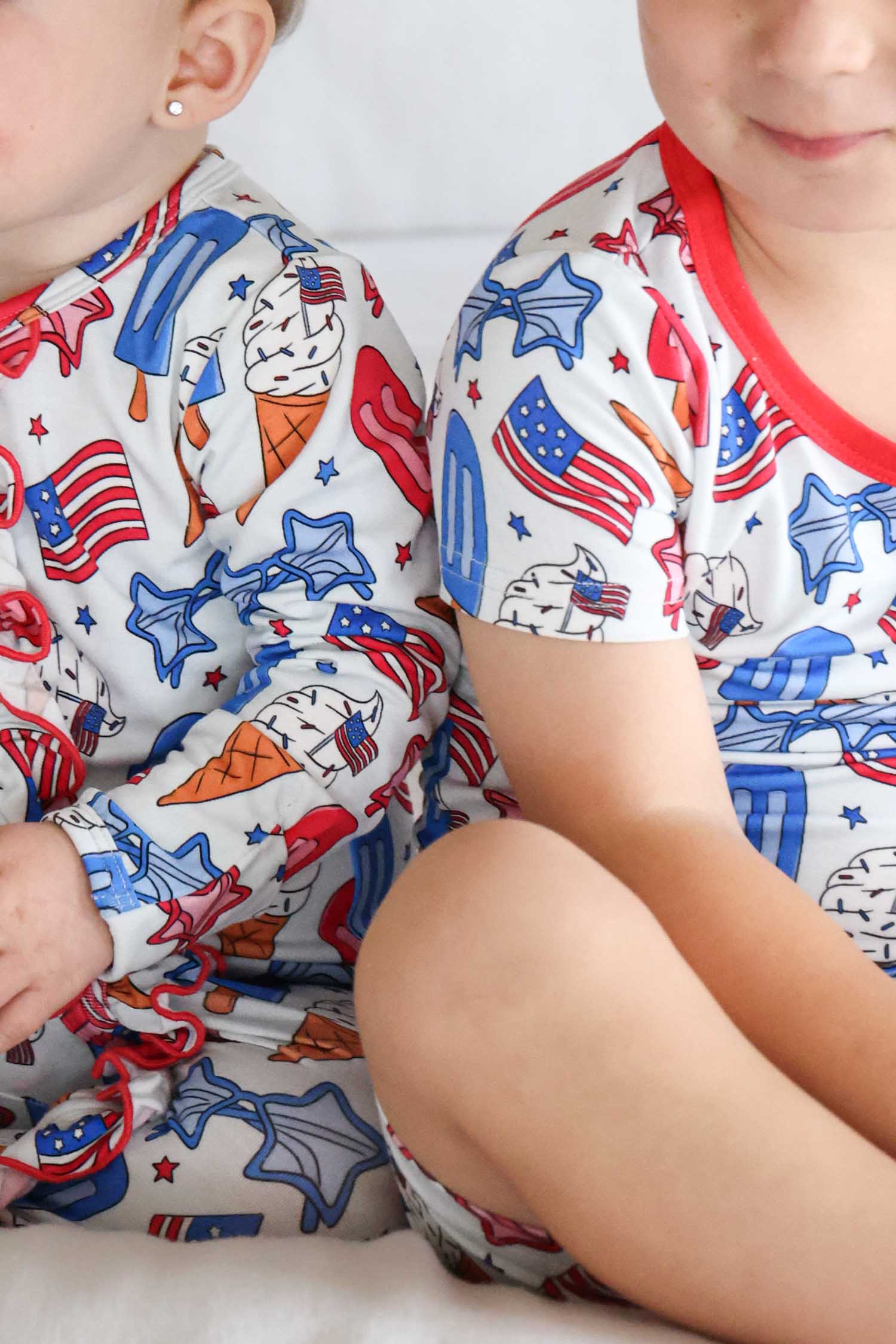 Two Piece Short Pajama Set | Red, White & Cool - Image 11