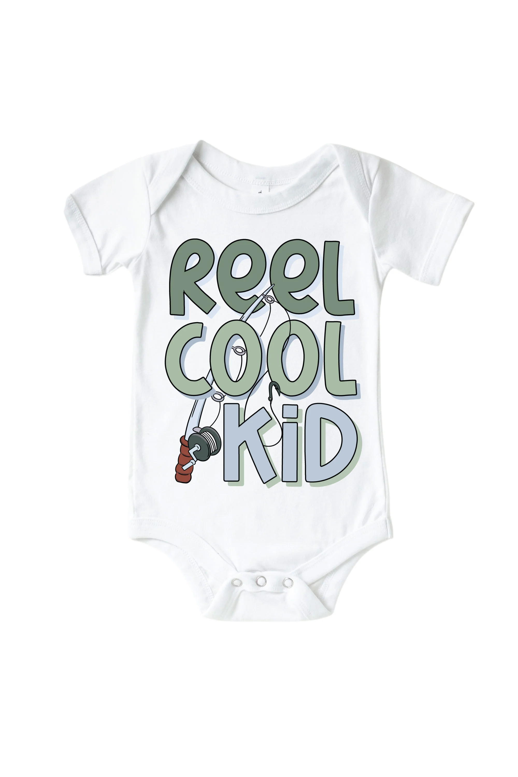 Reel Cool Kid Graphic Bodysuit & Kids Tee | White - Image 2