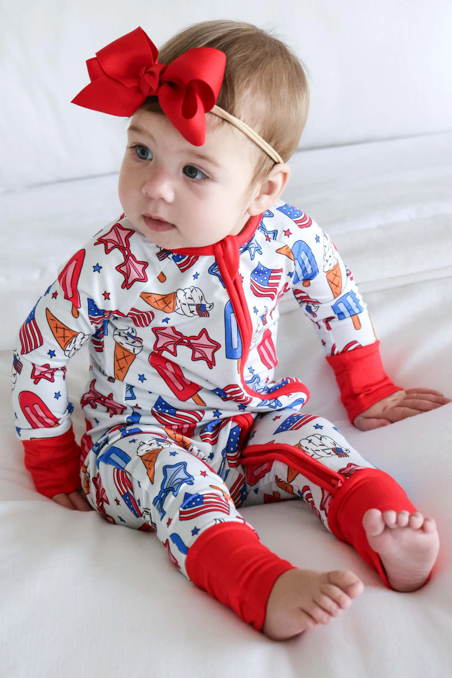 Convertible Zip Romper | Red, White & Cool - Image 8