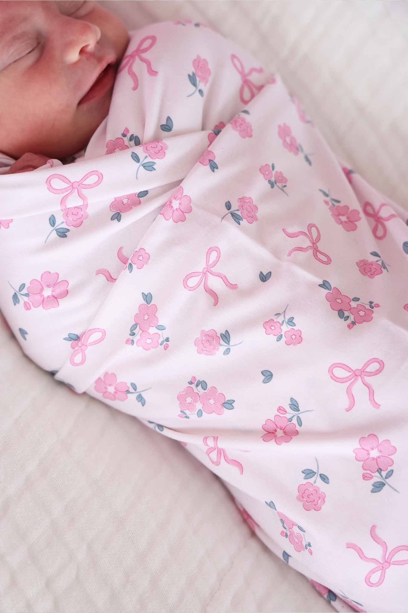 Ribbon & Roses Oversized Swaddle Blanket | Pink - Image 3