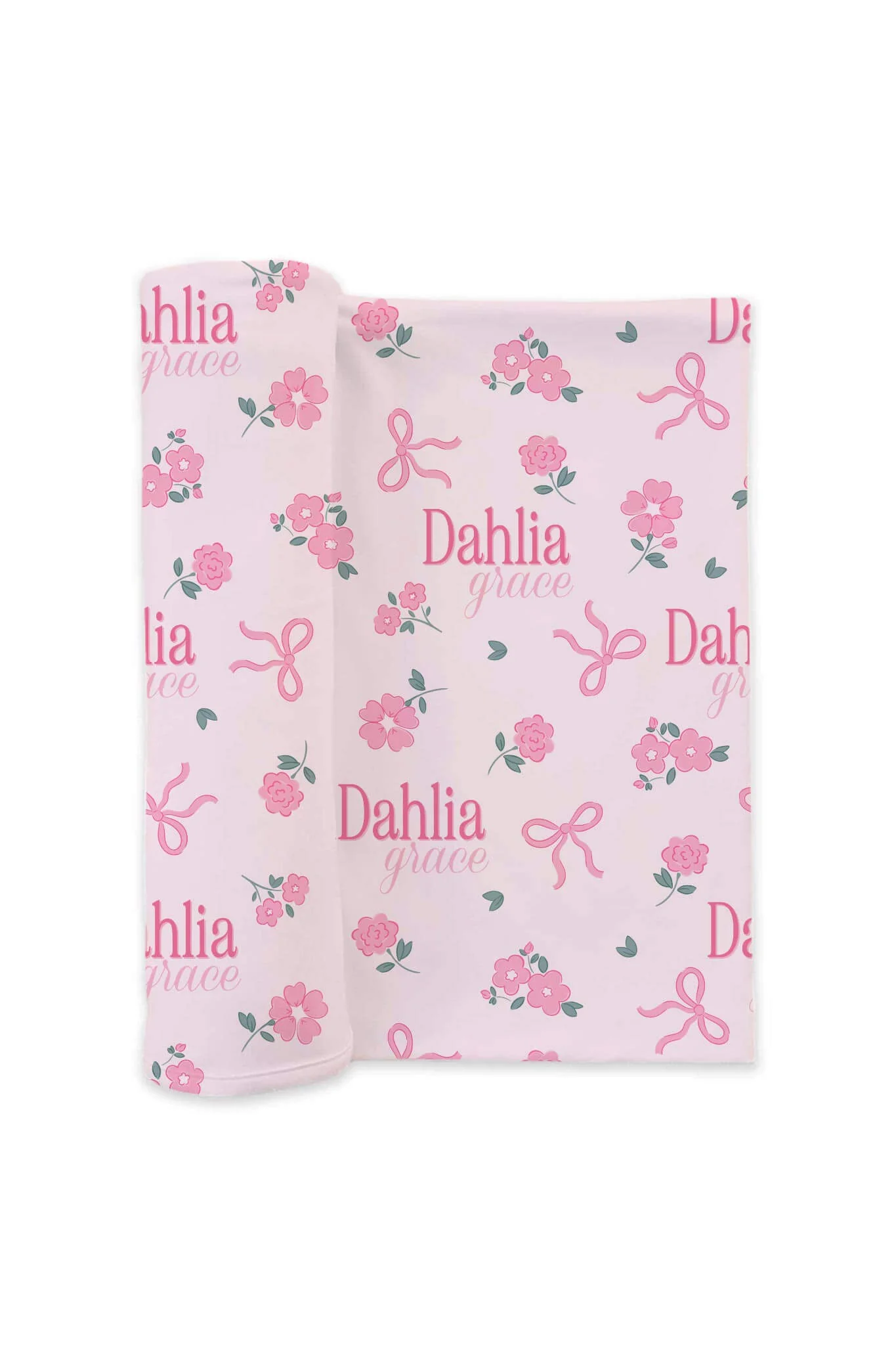 Ribbon & Roses Personalized Swaddle Blanket | Pink - Image 2