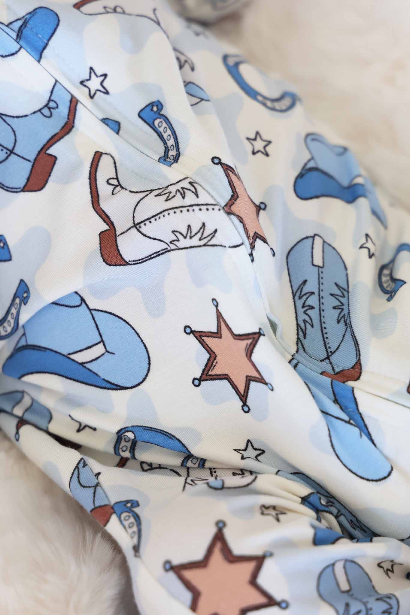 Rodeo Dreams Zipper Footie | Blue - Image 2