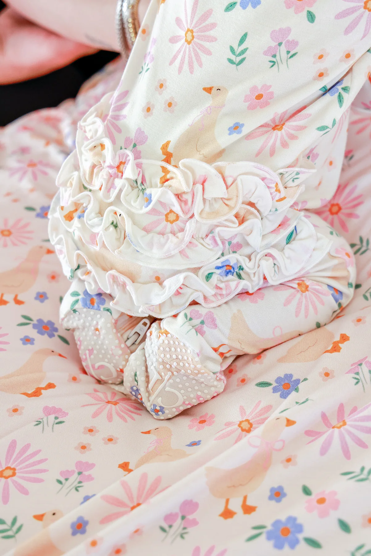 Ruffle Bamboo Zipper Footie | Loosey Goose - Image 7
