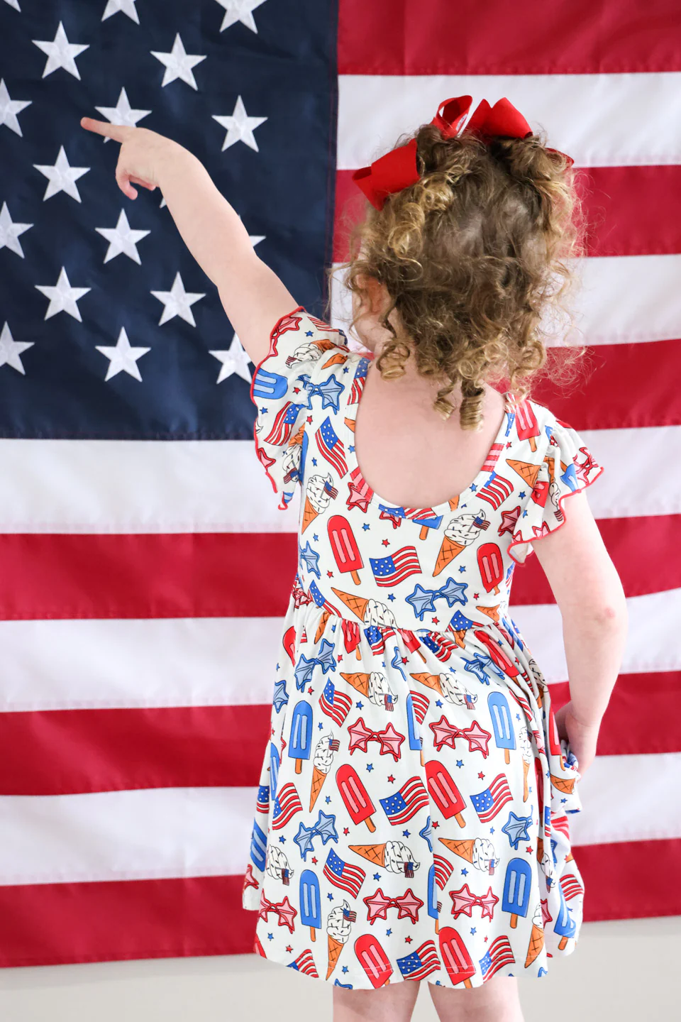 Ruffle Twirl Dress | Red, White & Cool - Image 3