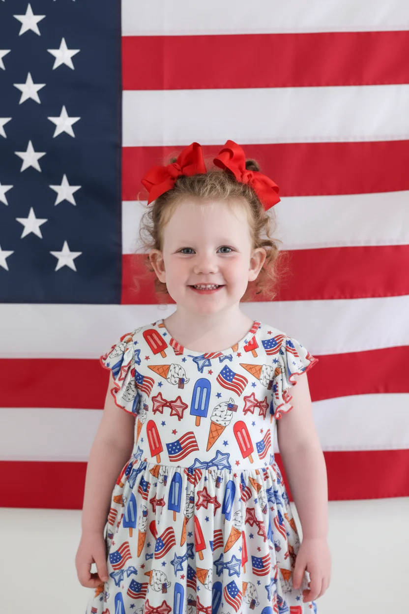 Ruffle Twirl Dress | Red, White & Cool - Image 4