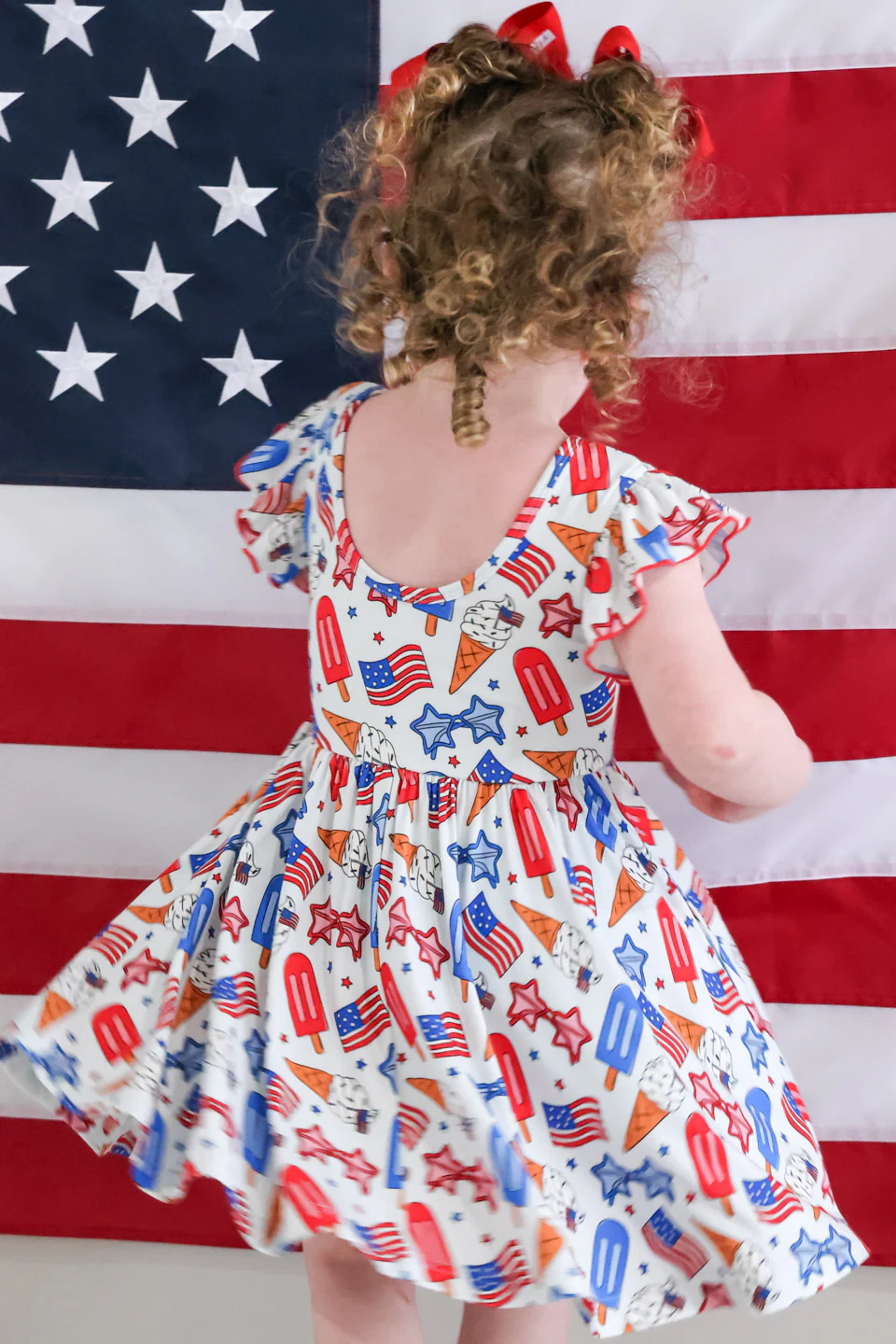 Ruffle Twirl Dress | Red, White & Cool - Image 6