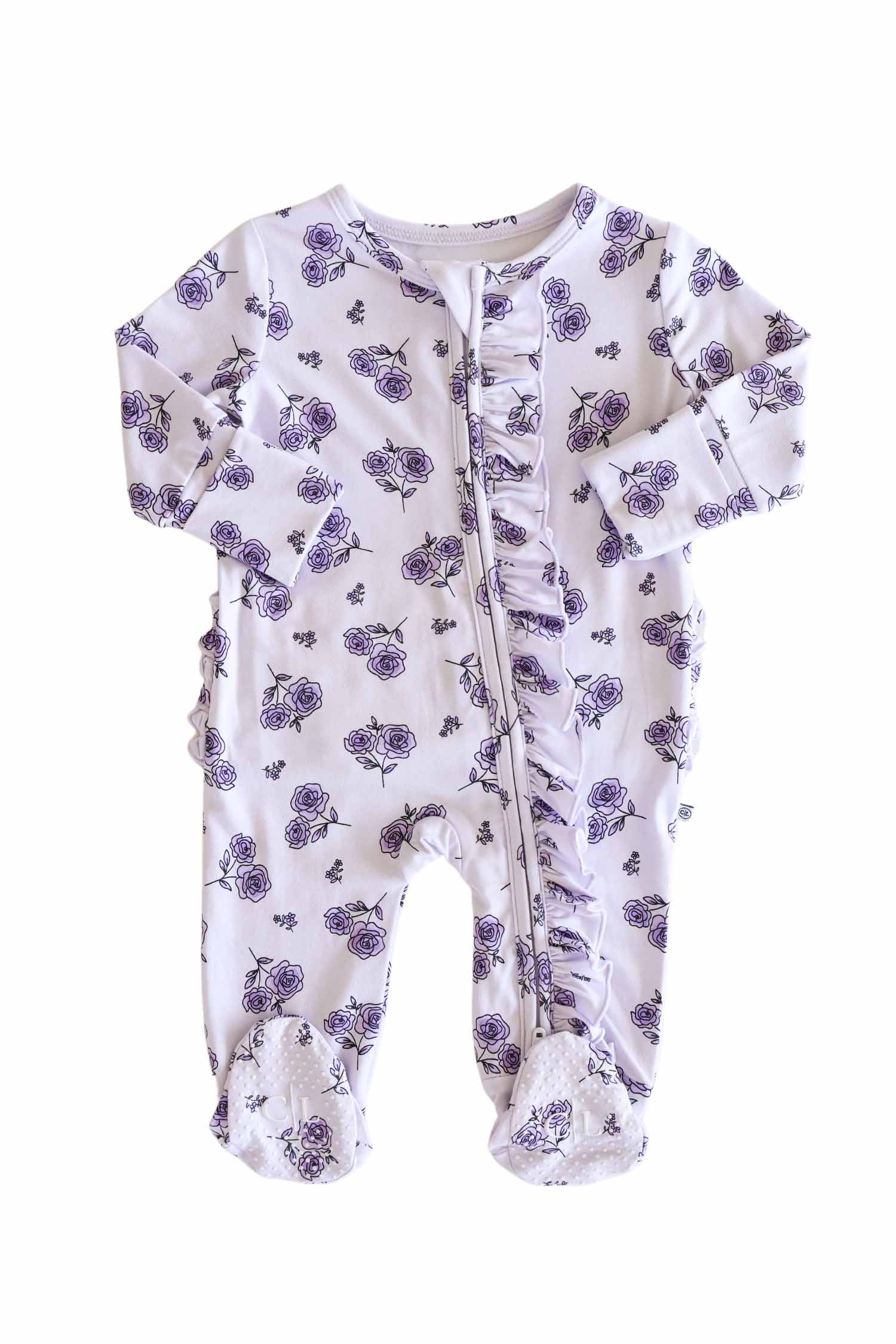 Ruffle Zipper Footie | Amethyst Garden - Image 2