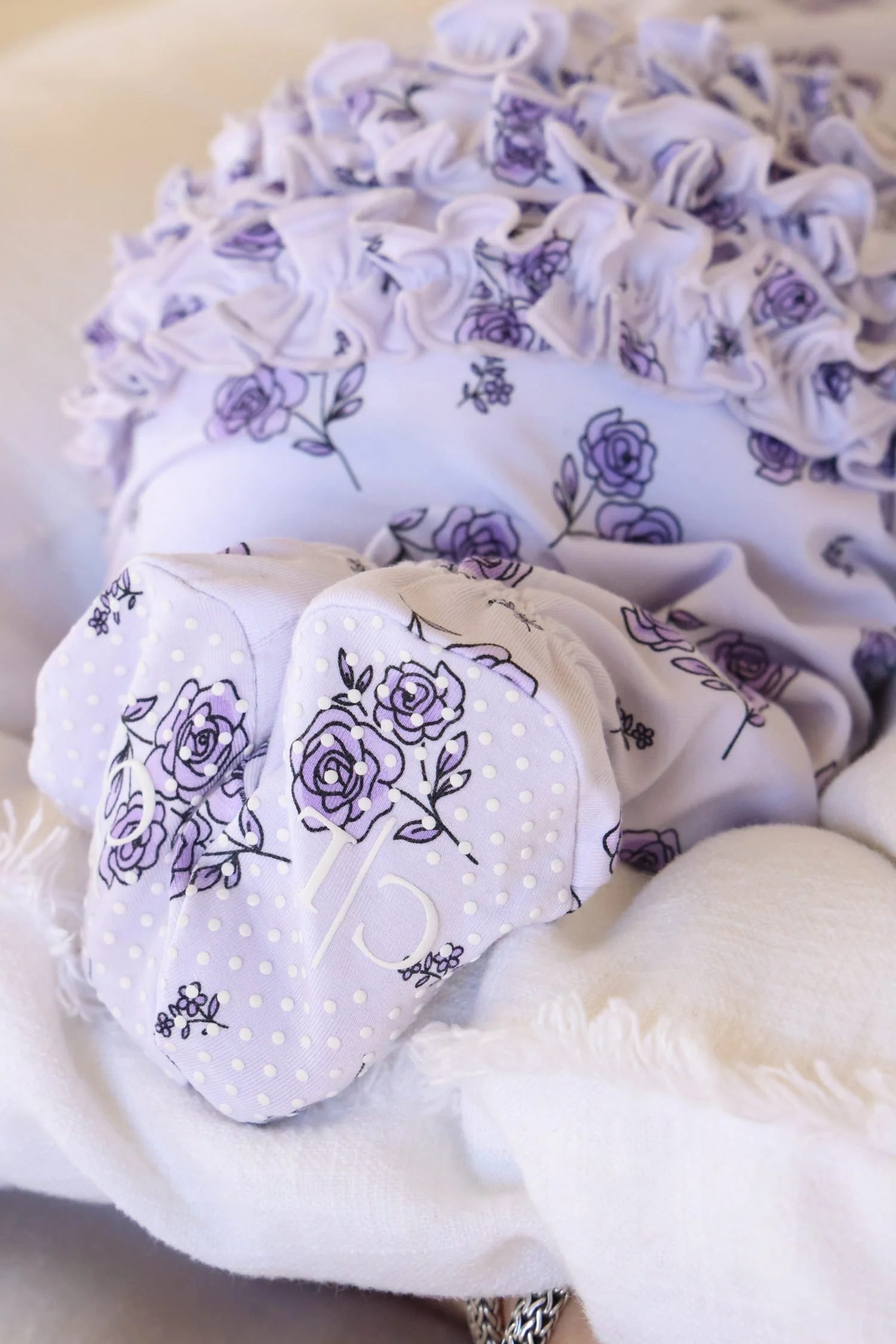 Ruffle Zipper Footie | Amethyst Garden - Image 6