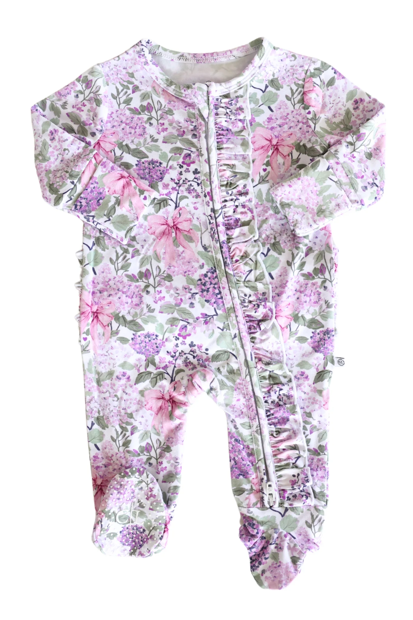 Ruffle Zipper Footie | Lavender Lullaby - Image 3