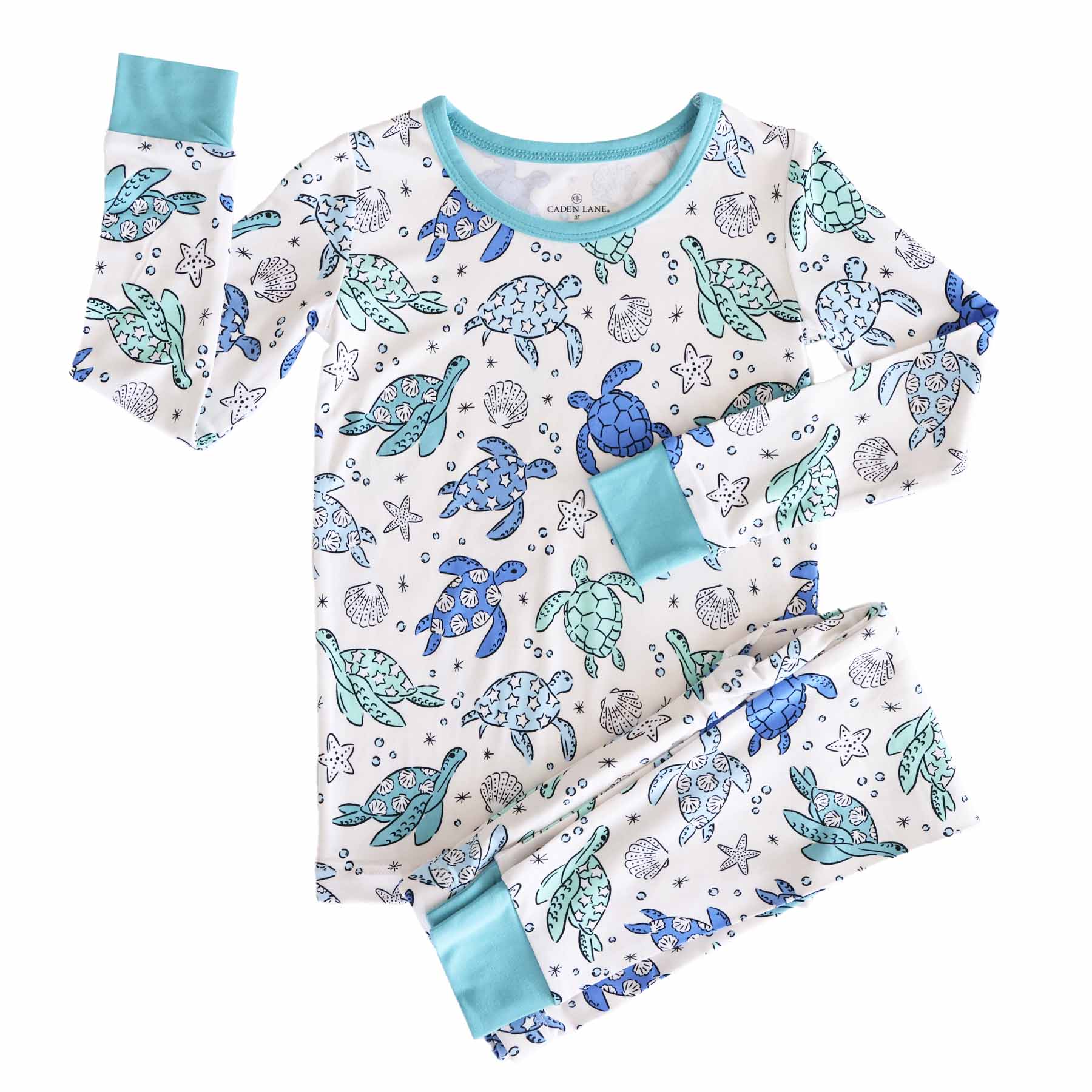 Sea Turtle Splash Two Piece Pajama Set - Image 3