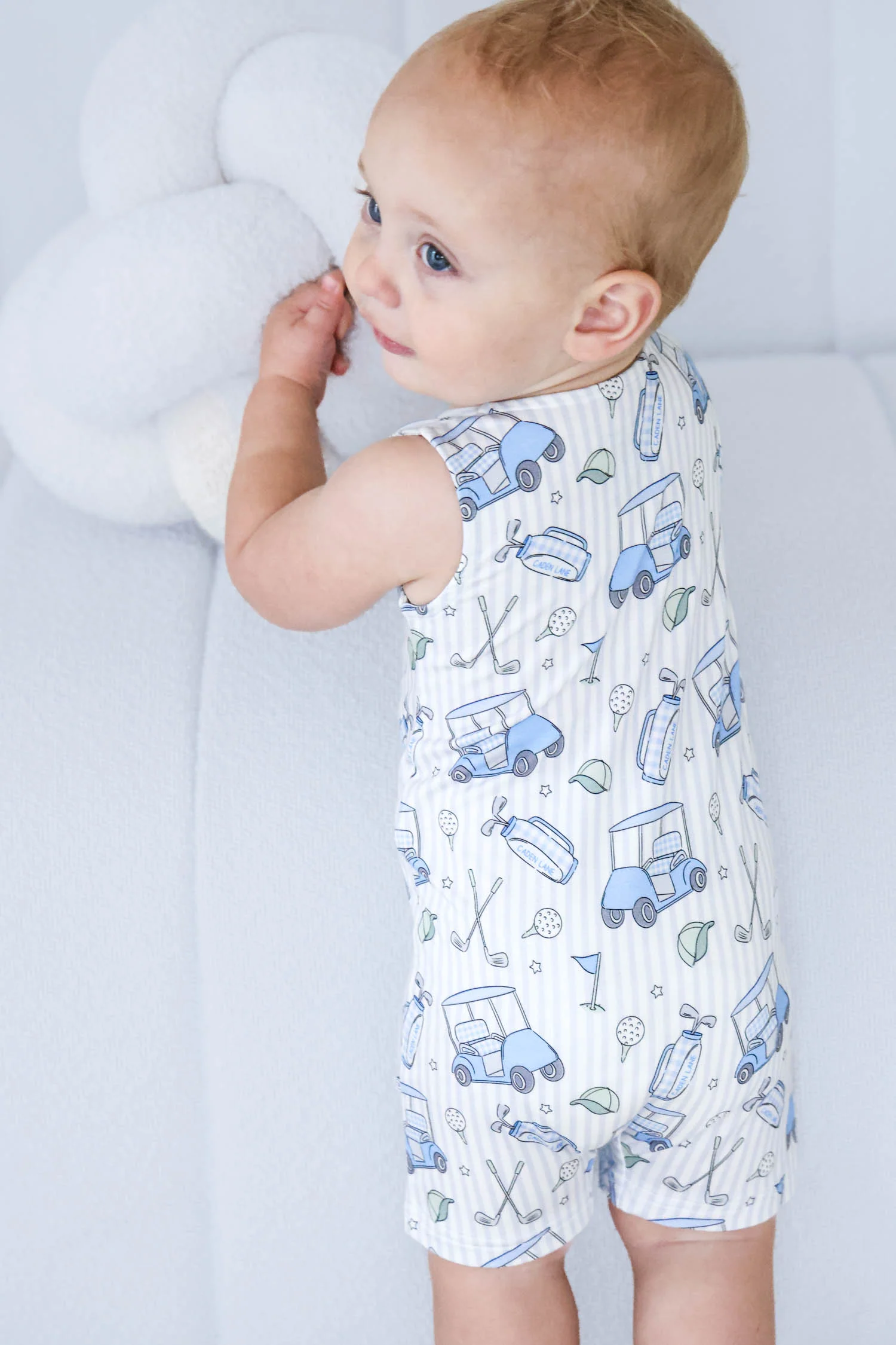Sleeveless Snap Romper | Caddie Crew Blue - Image 6