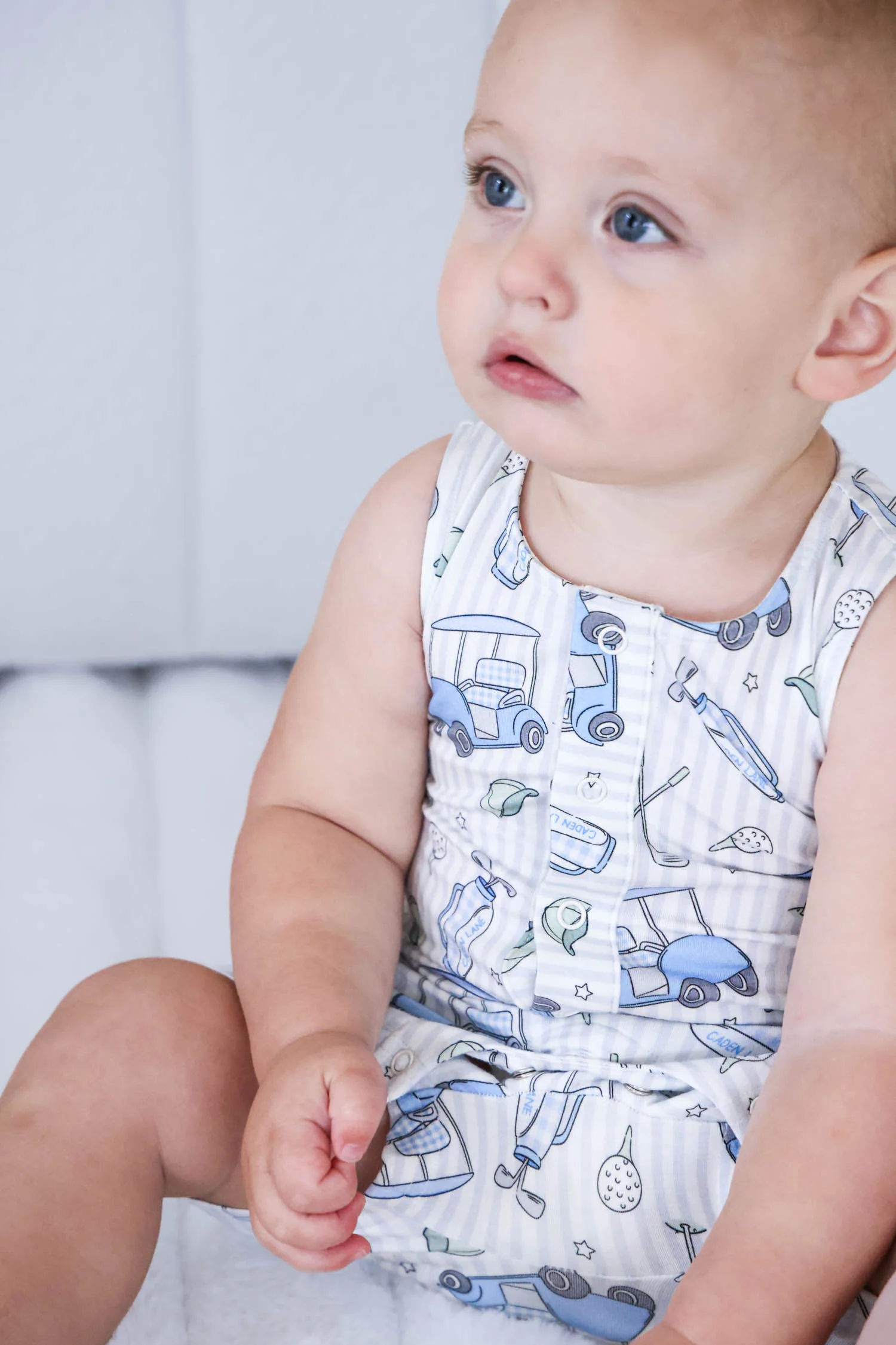 Sleeveless Snap Romper | Caddie Crew Blue - Image 7
