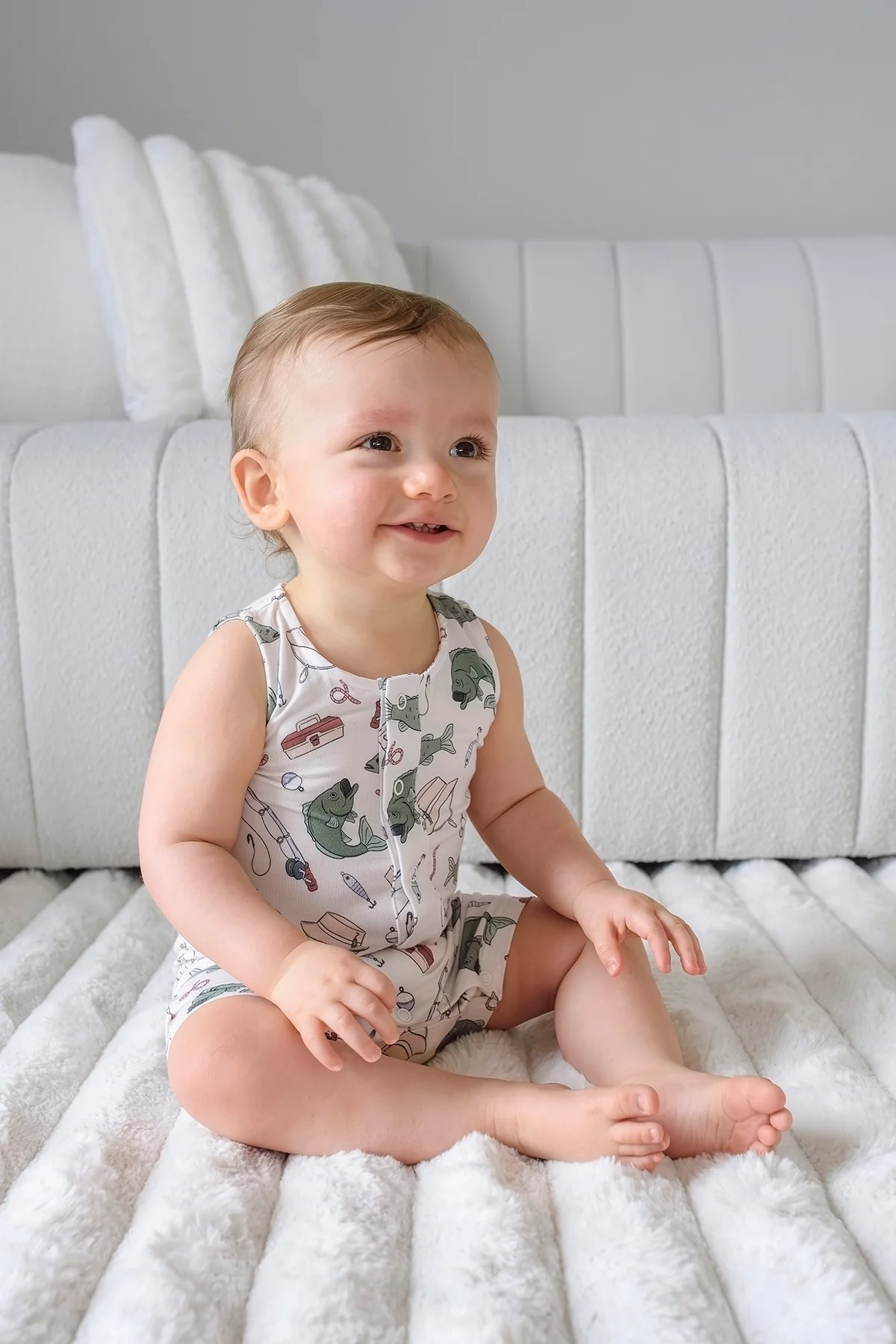 Sleeveless Snap Romper | Off the Hook - Image 5