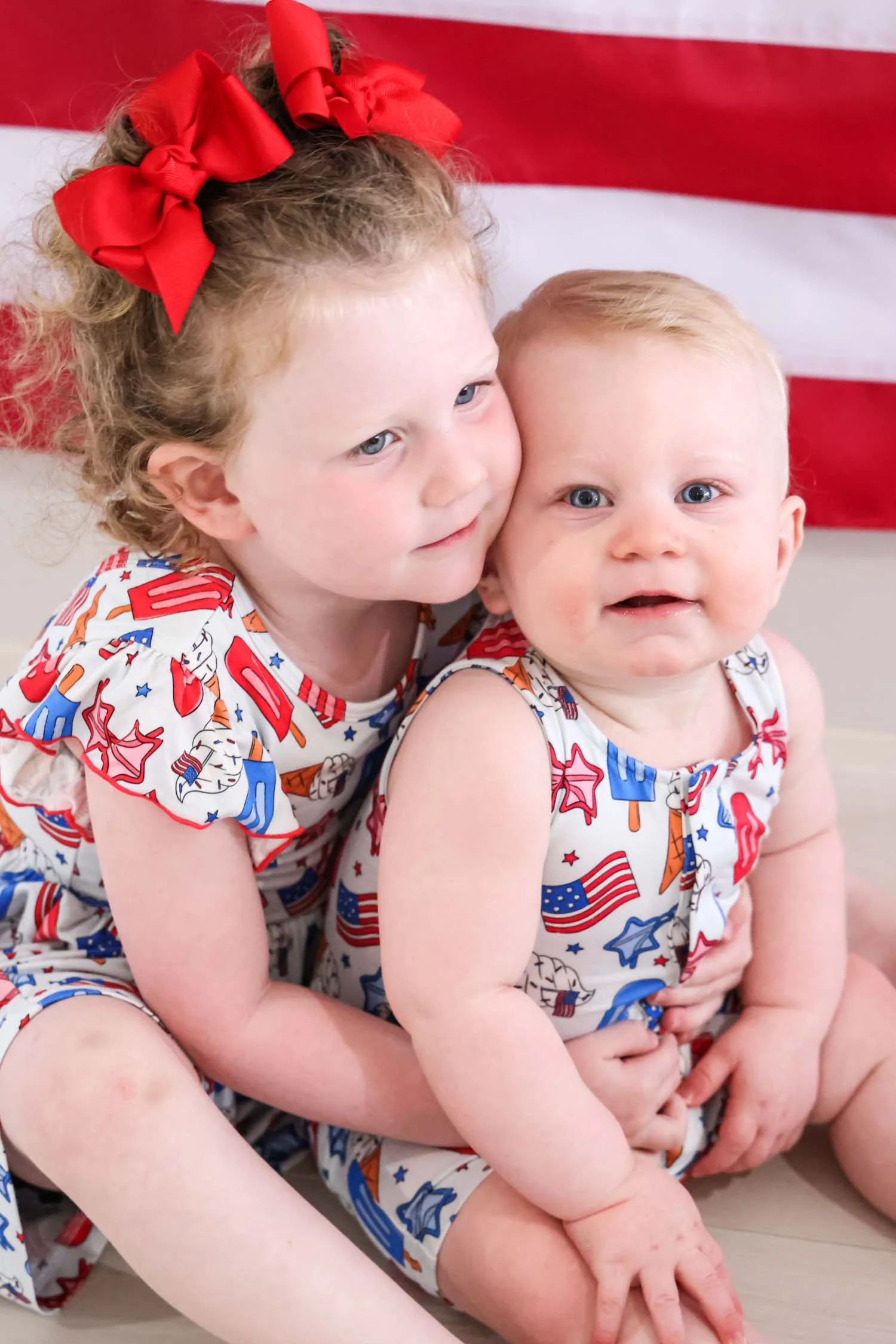 Sleeveless Snap Romper | Red, White & Cool - Image 6