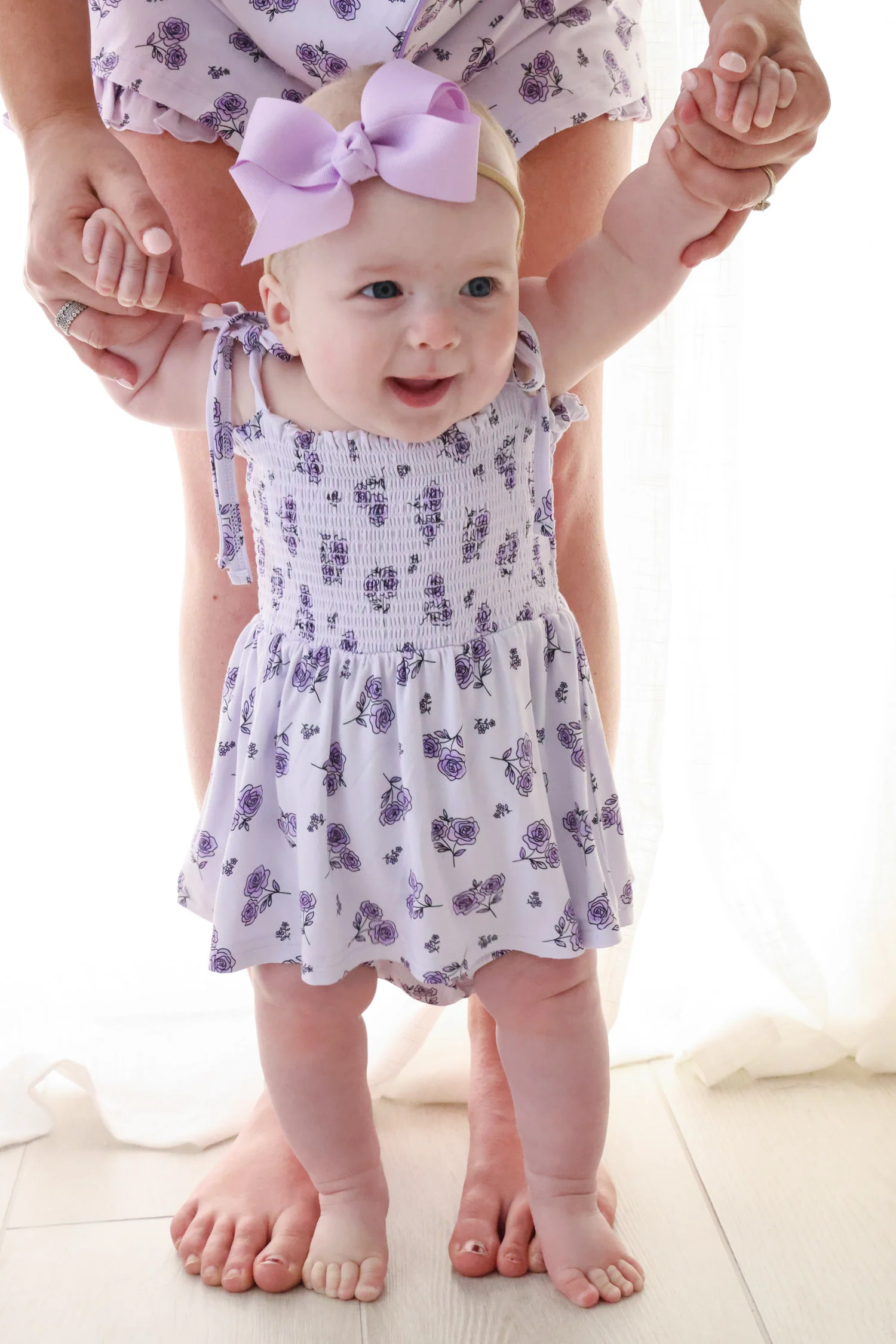 Smocked Twirl Bodysuit | Amethyst Garden - Image 3