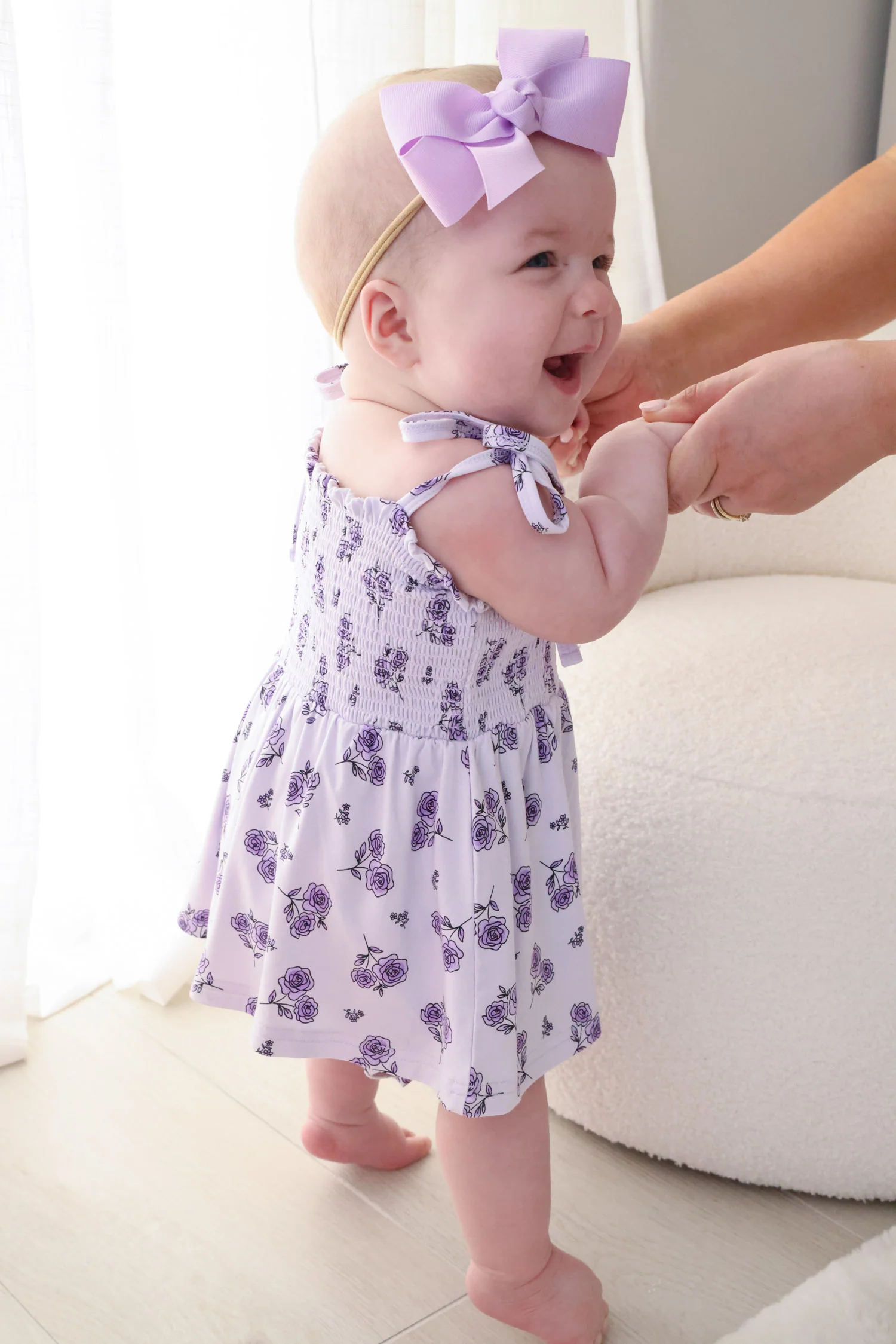 Smocked Twirl Bodysuit | Amethyst Garden - Image 5