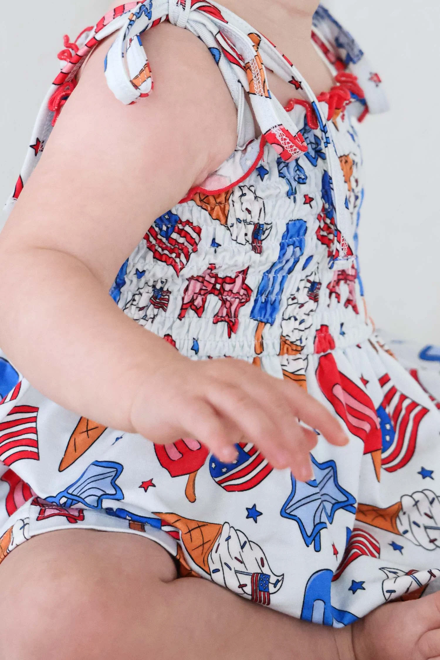 Smocked Twirl Bodysuit | Red, White & Cool - Image 7