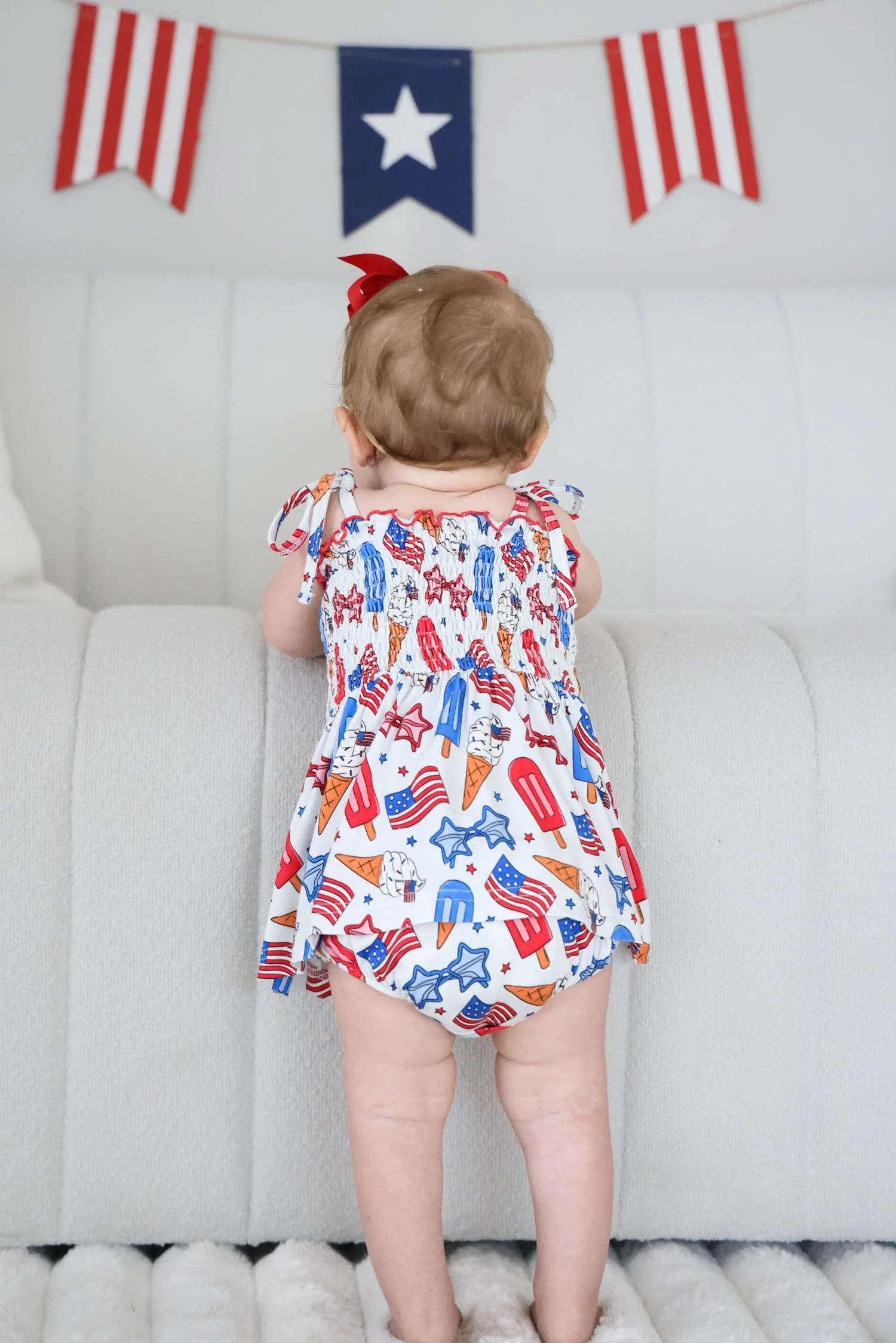Smocked Twirl Bodysuit | Red, White & Cool - Image 8