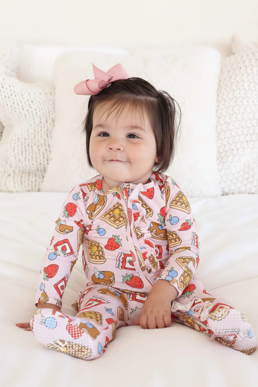 Sweet Stacks Ruffle Zipper Footie | Pink - Image 4