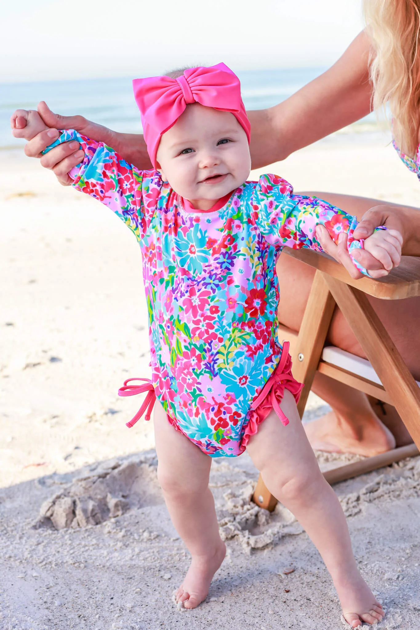 Long Sleeve Rash Guard With Ruffle Bottom | Petal Splash - Image 3